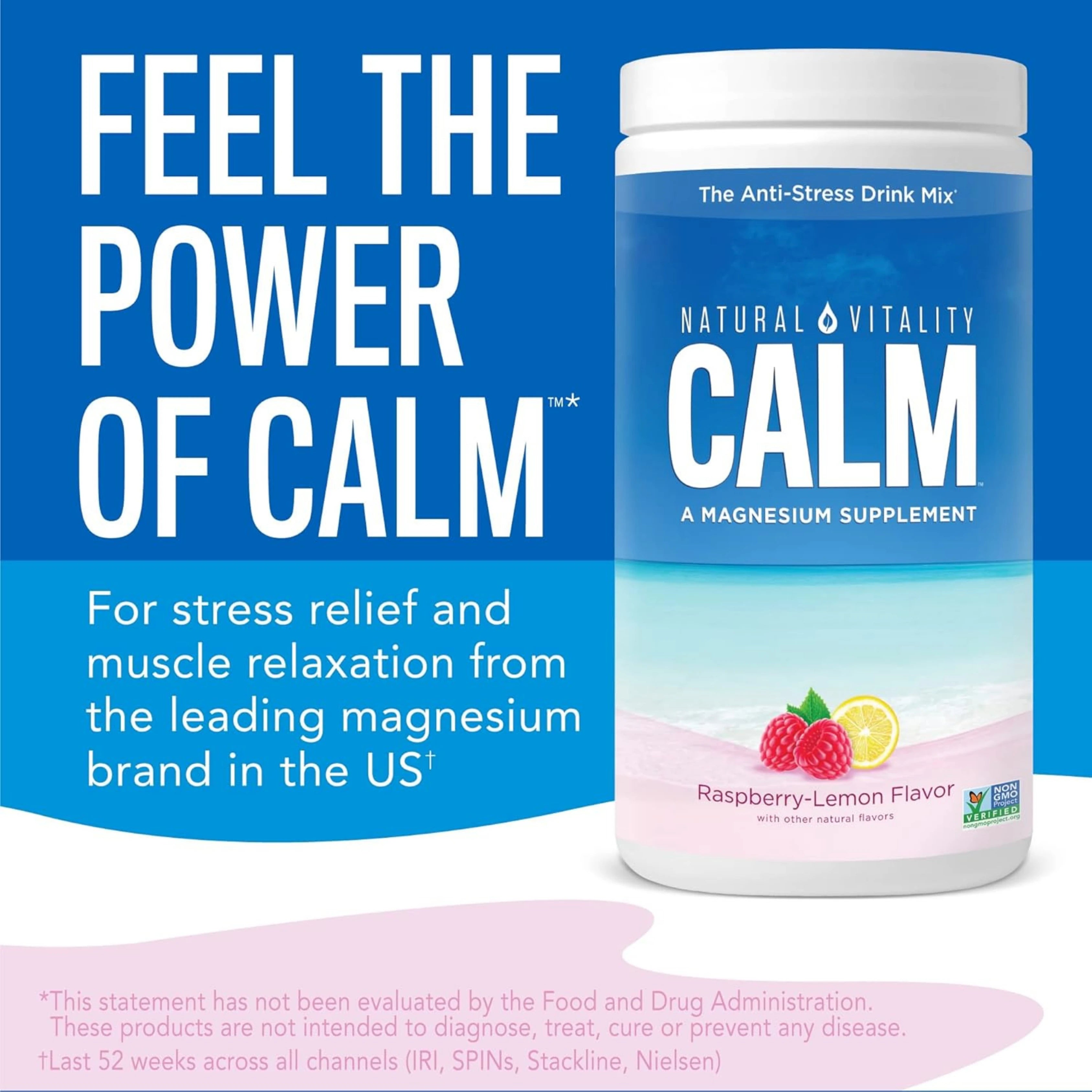 Natural Vitality, CALM, Magnesium Supplement Drink Mix, Raspberry-Lemon, 30 Packets, 0.12 oz