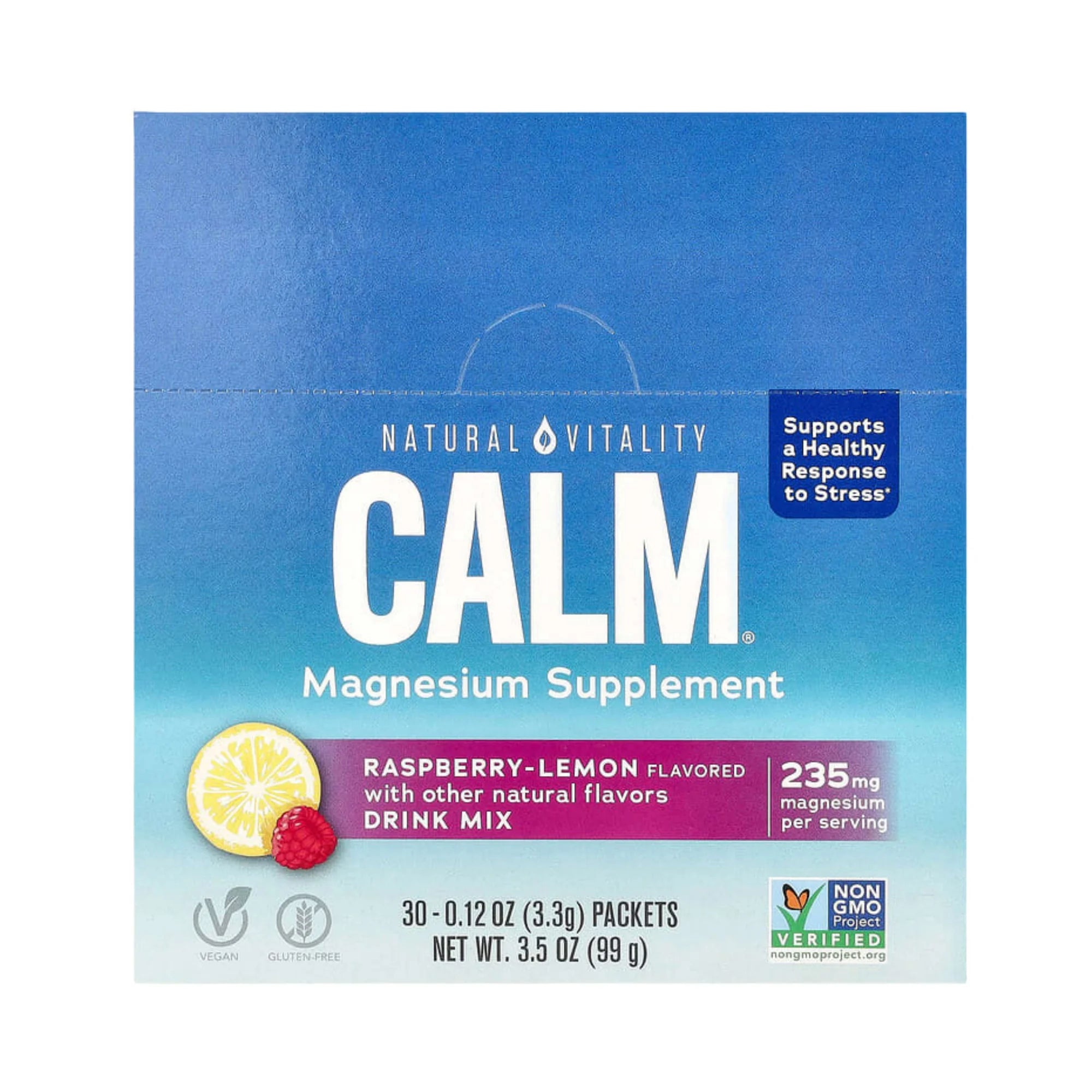 Natural Vitality, CALM, Magnesium Supplement Drink Mix, Raspberry-Lemon, 30 Packets