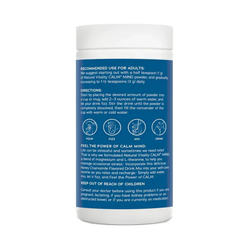 Natural Vitality, CALM Mind, Magnesium Citrate with L-Theanine Drink Mix, Honey Chamomile, 6 oz, 170 g