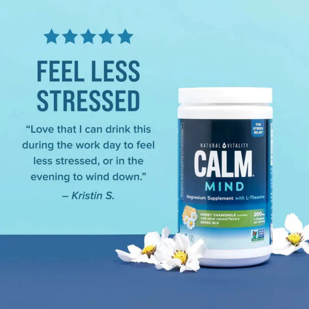 Natural Vitality, CALM Mind, Magnesium Citrate with L-Theanine Drink Mix, Honey Chamomile, 6 oz, 170 g