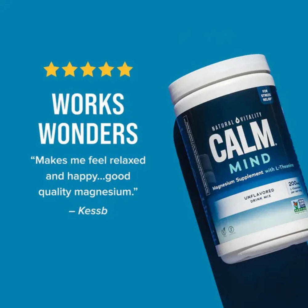 Natural Vitality, CALM Mind, Magnesium Citrate with L-Theanine Drink Mix, Unflavored, 6 oz, 170 g