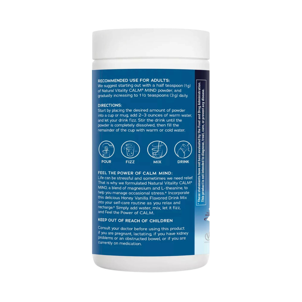 Natural Vitality, CALM Mind, Magnesium Supplement with L-Theanine, Honey Vanilla, 200mg, 168g