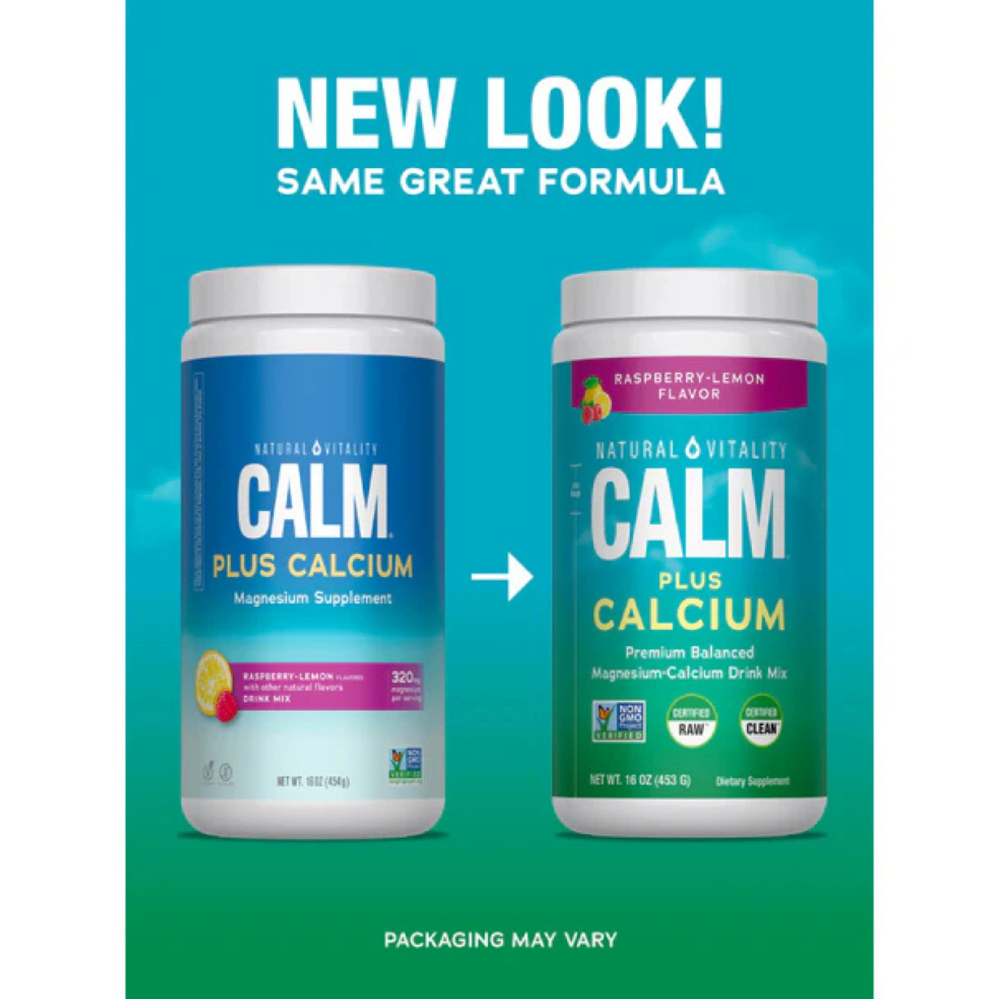 Natural Vitality, CALM, Plus Calcium, Drink Mix, Raspberry-Lemon, 16 oz , 453 g