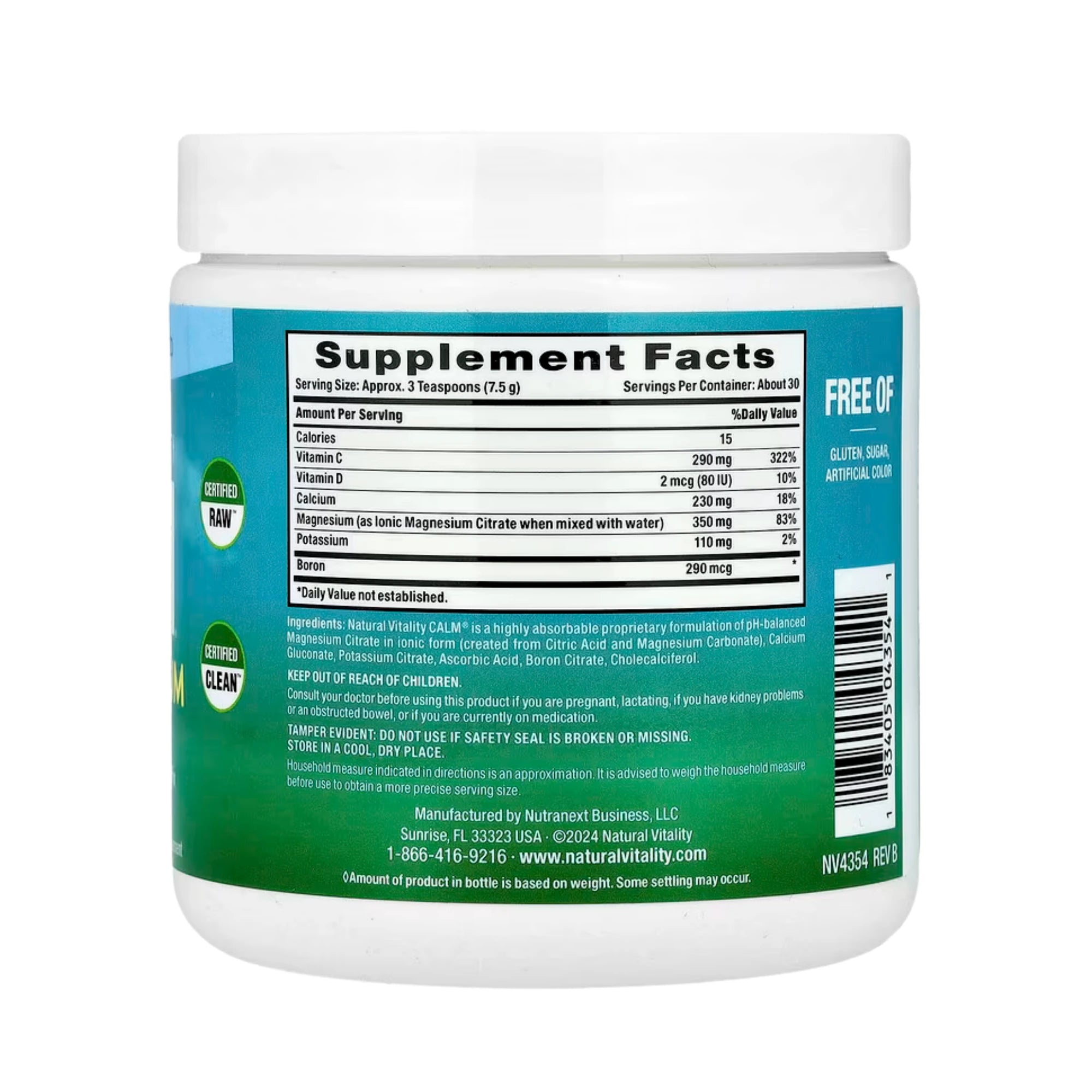 Natural Vitality, CALM, Plus Calcium, Magnesium-Calcium Drink Mix, Original Unflavored, 8 oz, 227 g