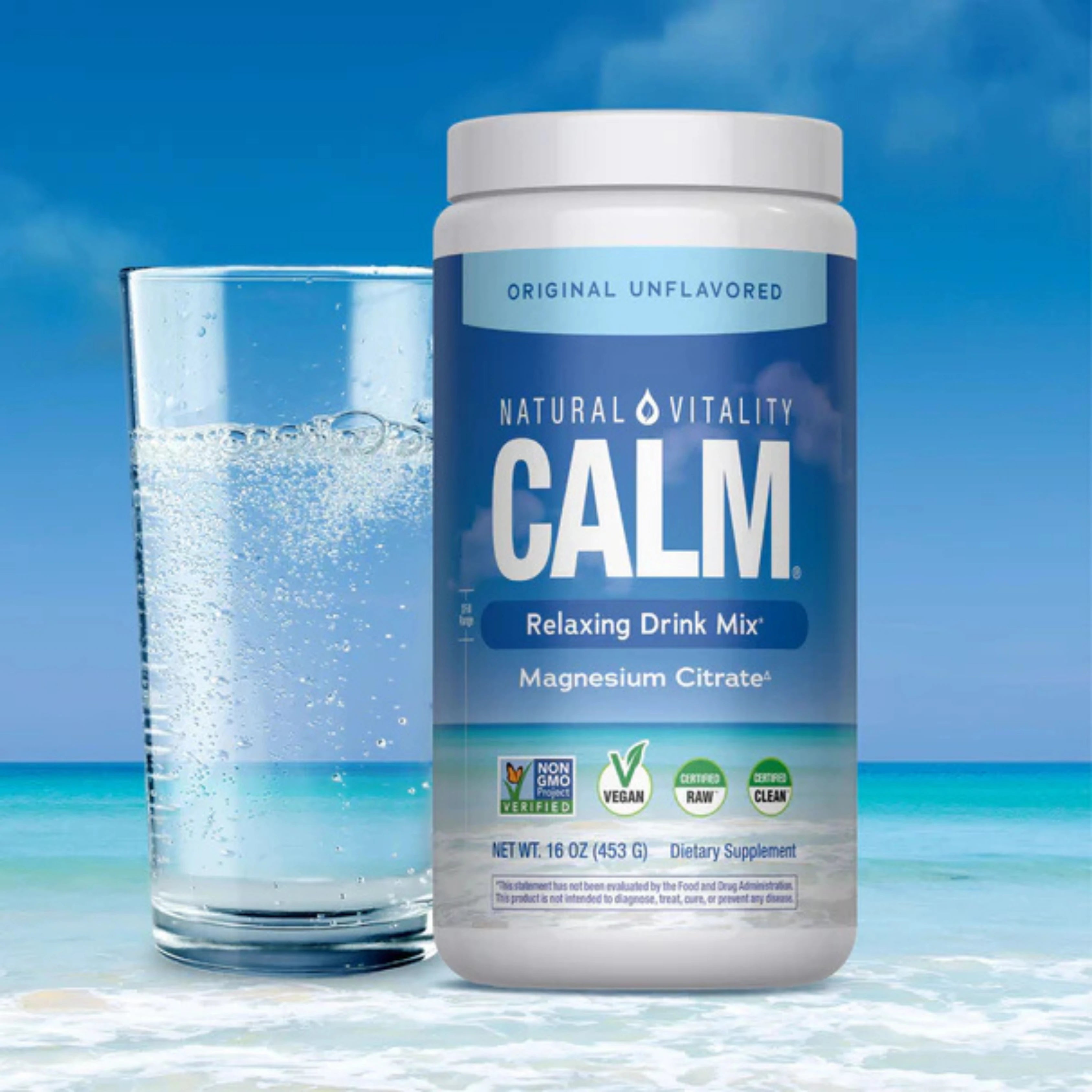 Calming Mix Natural Vitality, CALM, Relaxing Drink Mix, Original Unflavored , 16 o ...