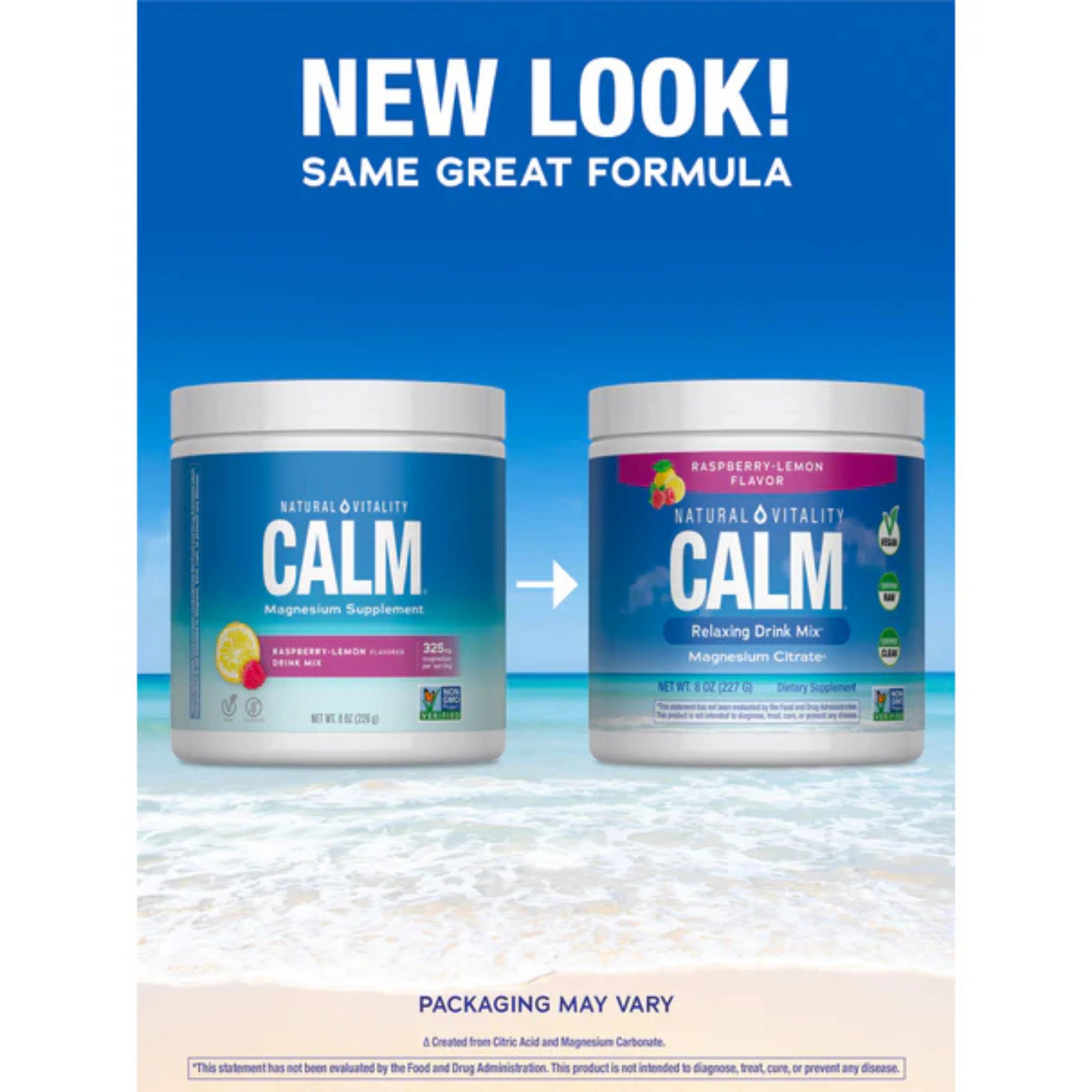Natural Vitality, CALM, Relaxing Drink Mix, Raspberry-Lemon, 8 oz, 227 g