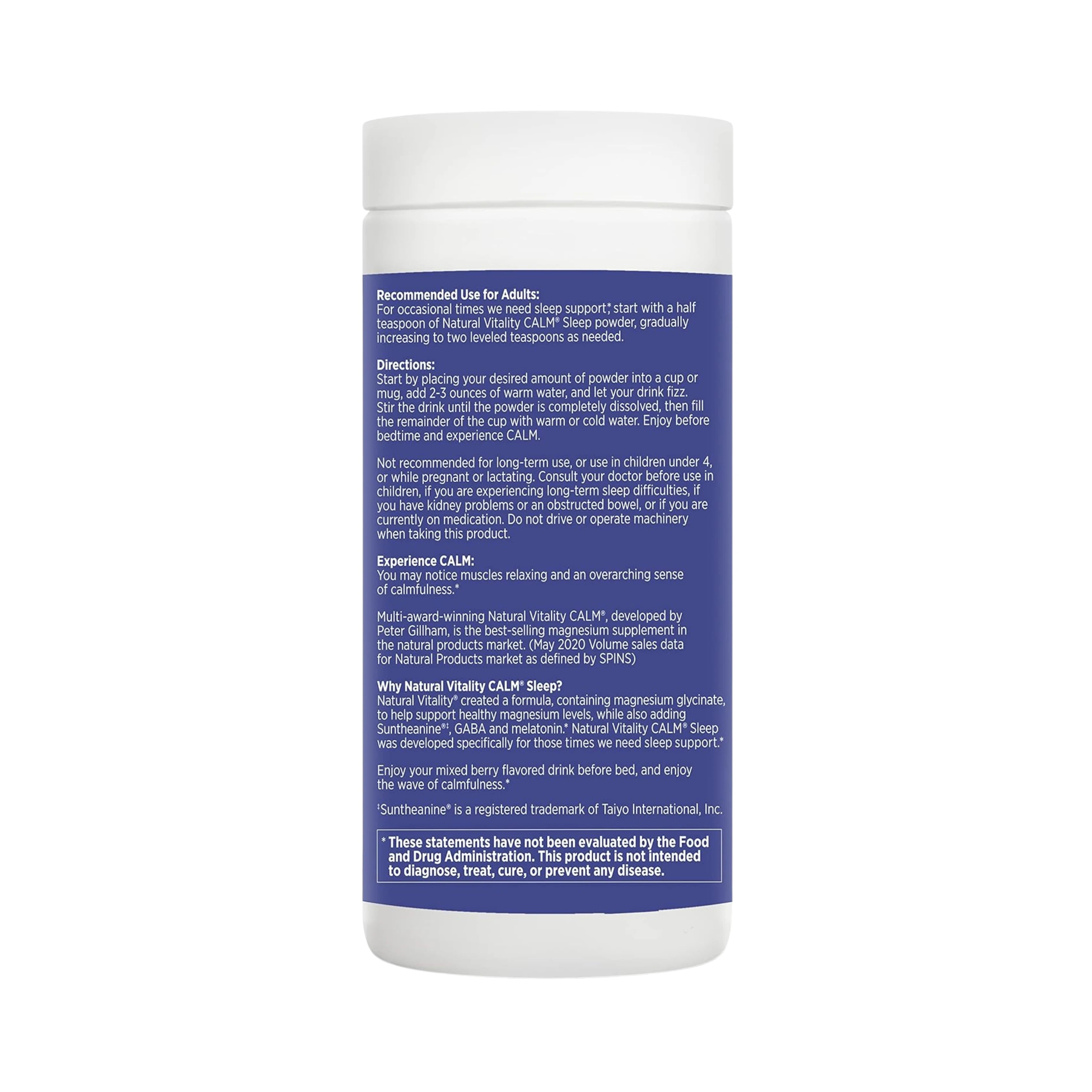 Natural Vitality, CALM Sleep, Magnesium Supplement Drink Mix, Mixed Berry, 6 oz, 170 g