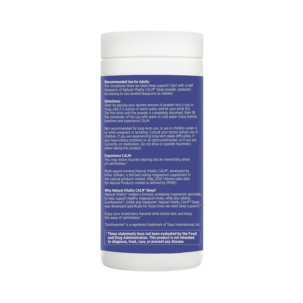 Natural Vitality, CALM Sleep, Magnesium Supplement Drink Mix, Mixed Berry, 6 oz, 170 g