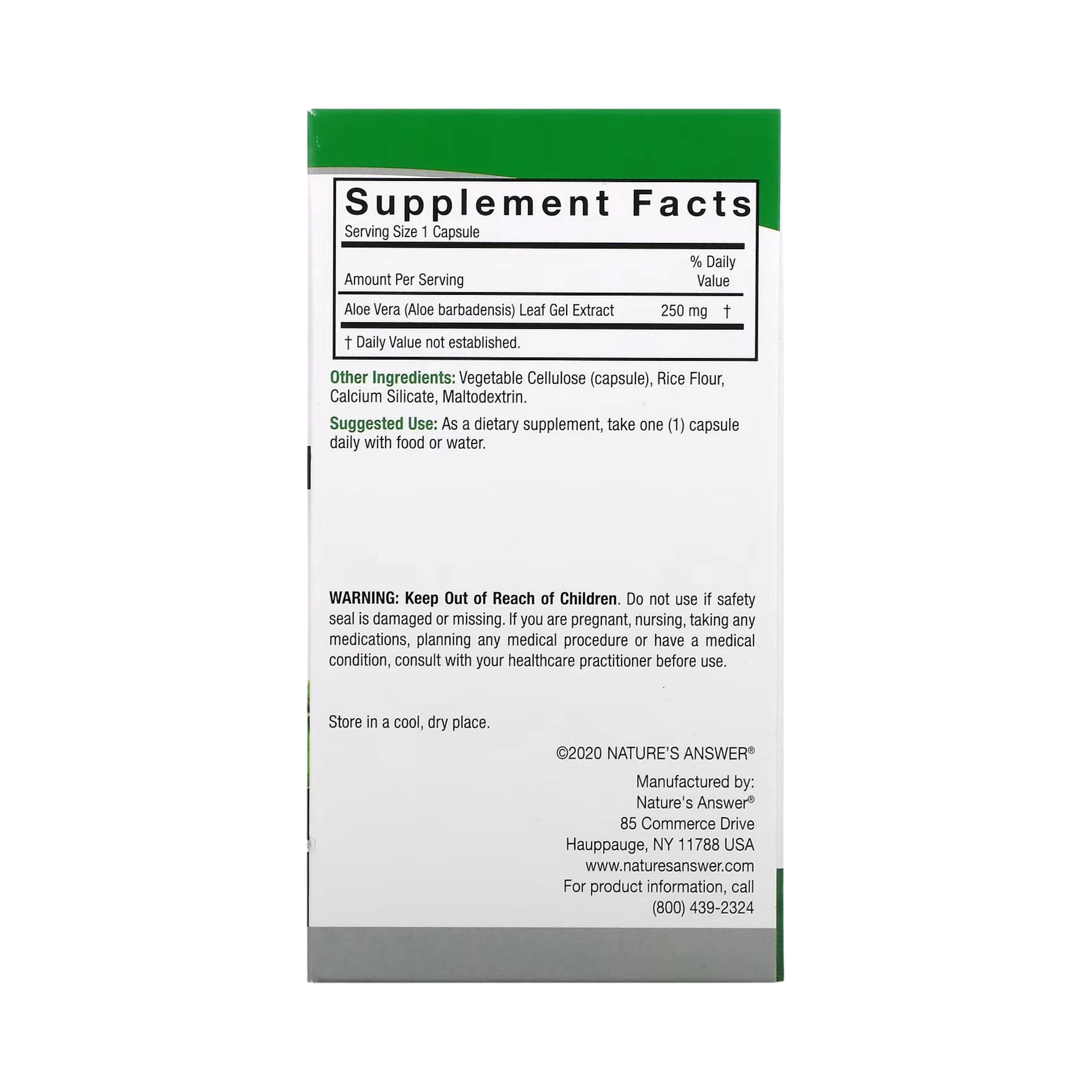 Nature’s Answer - Aloe Vera Phytogel, 90 Capsules