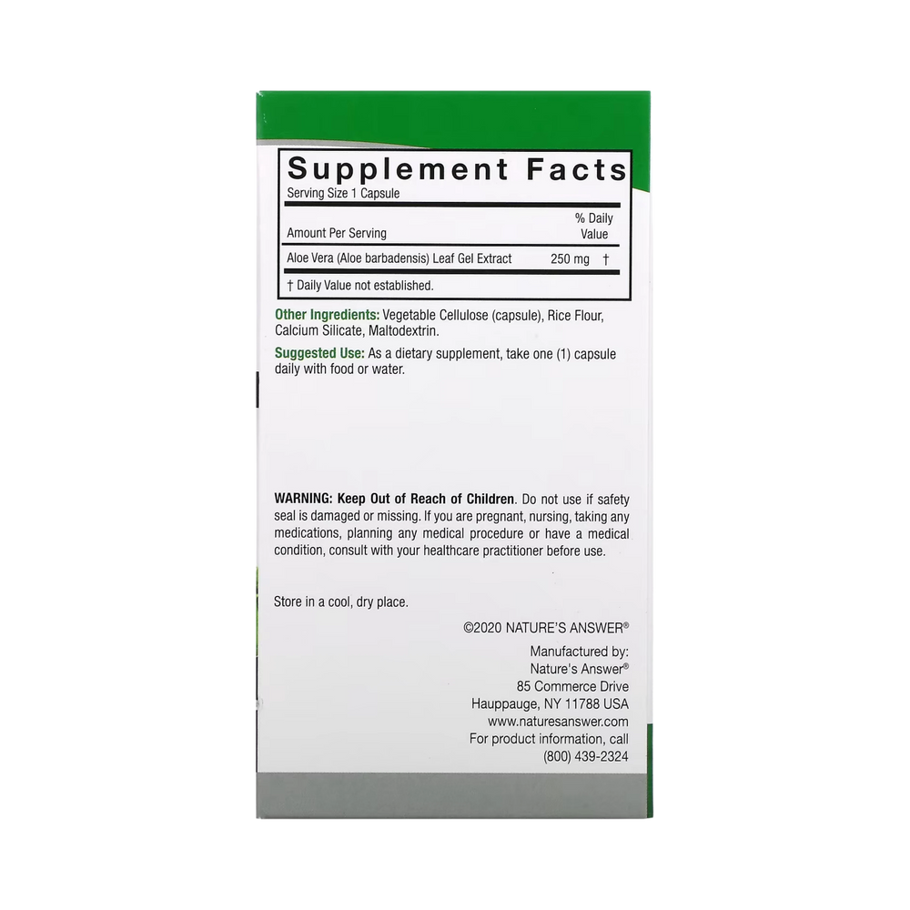 Nature’s Answer - Aloe Vera Phytogel, 90 Capsules