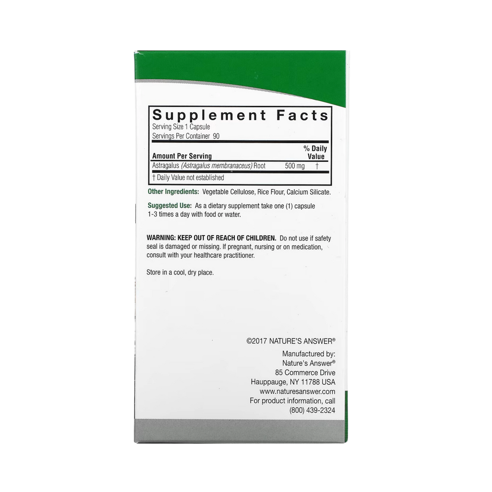 Nature’s Answer - Astragalus, 90 Vegetarian Capsules