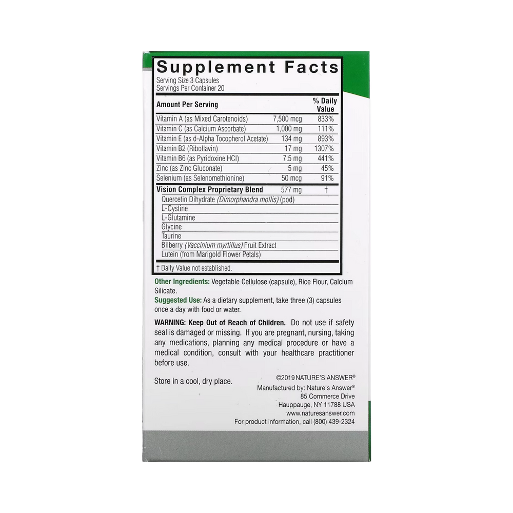 Nature’s Answer - Bilberry Vision Complex, 60 Vegetarian Capsules