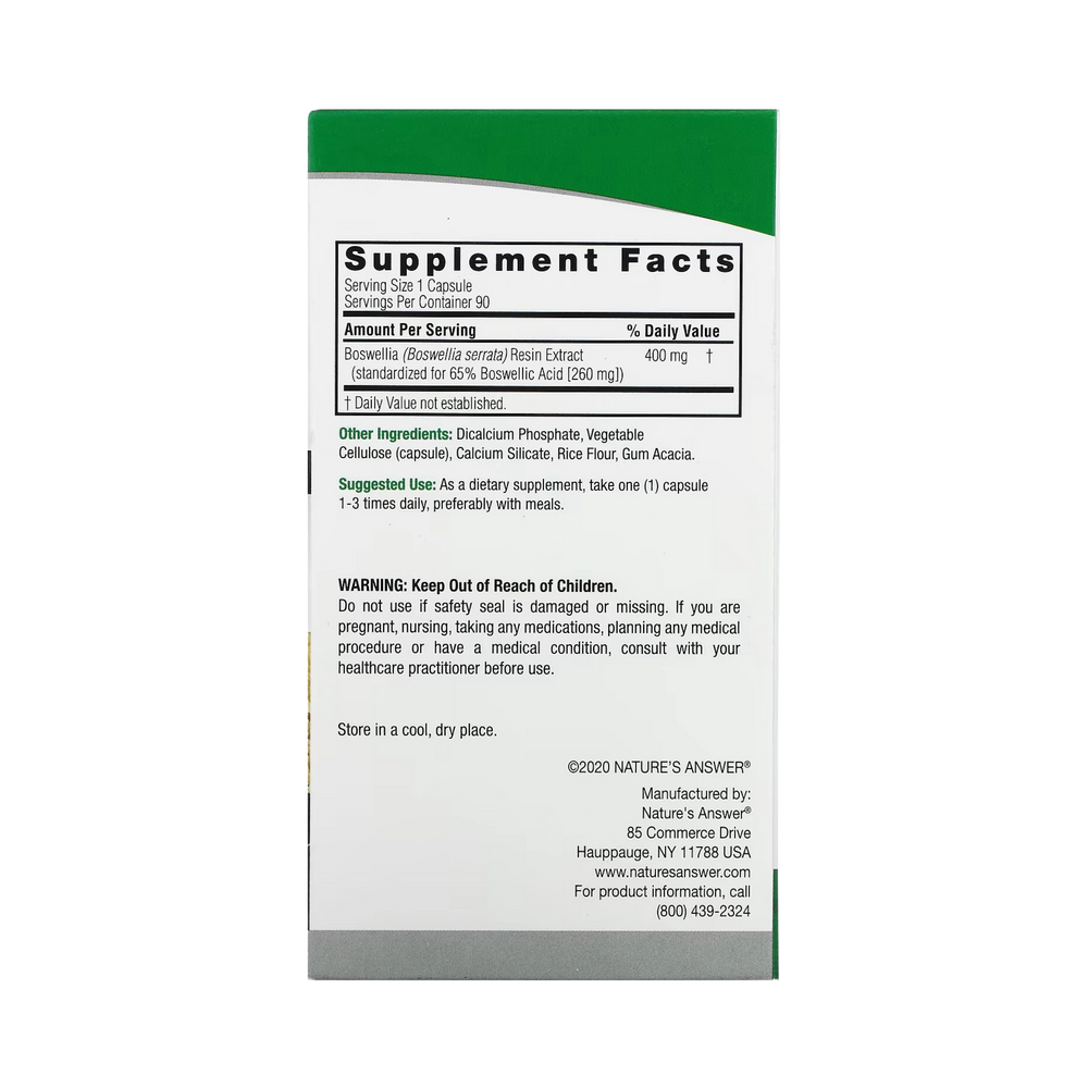 Nature’s Answer - Boswellia, 90 Vegetarian Capsules