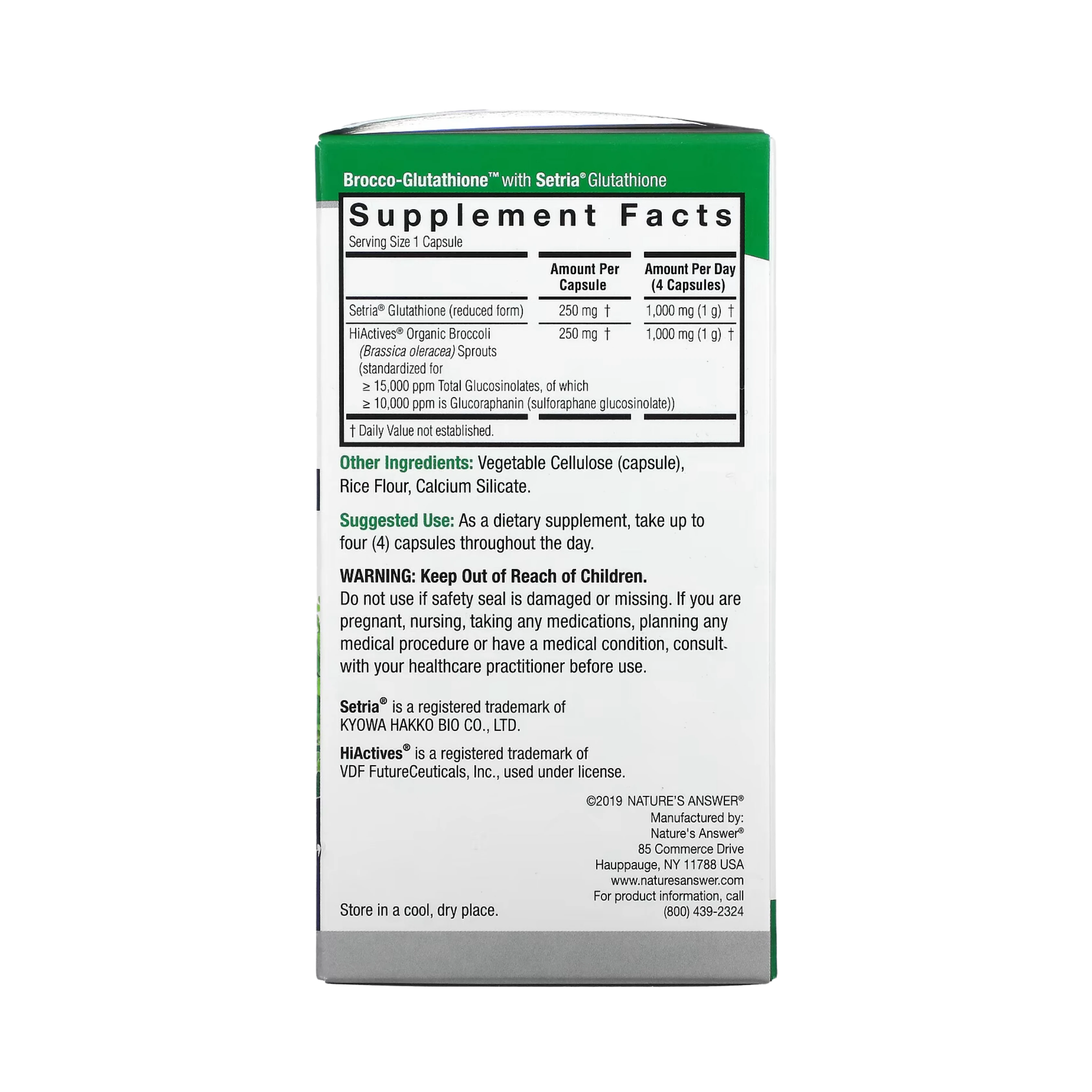 Nature's Answer - Brocco-Glutathione, 500 mg, 60 Vegetarian Capsules