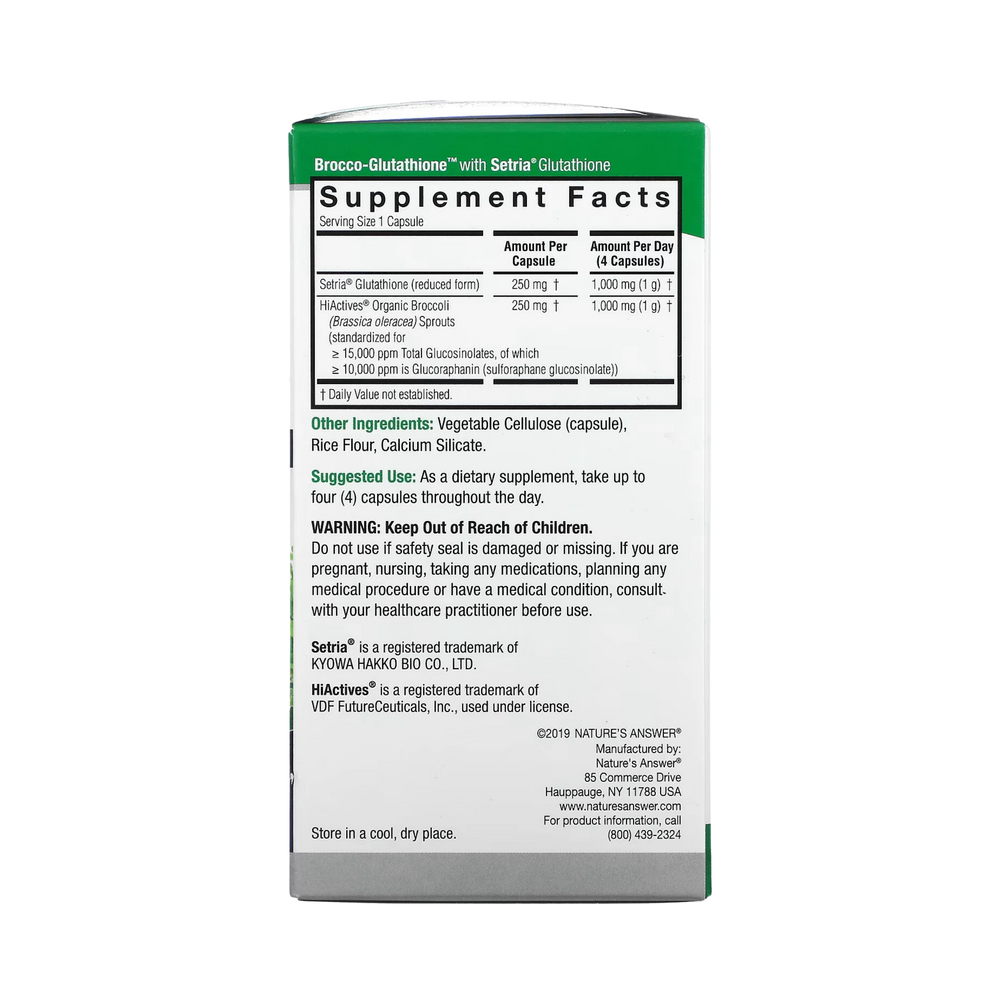 Nature's Answer - Brocco-Glutathione, 500 mg, 60 Vegetarian Capsules