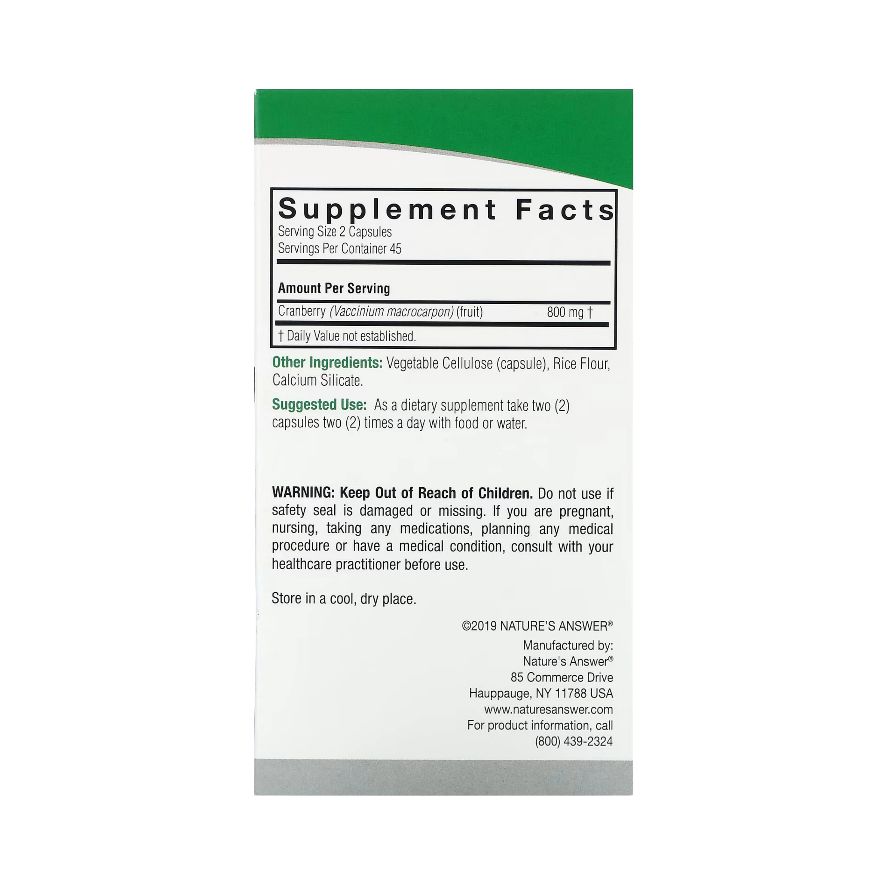 Nature’s Answer - Cranberry Fruit, 90 Capsules