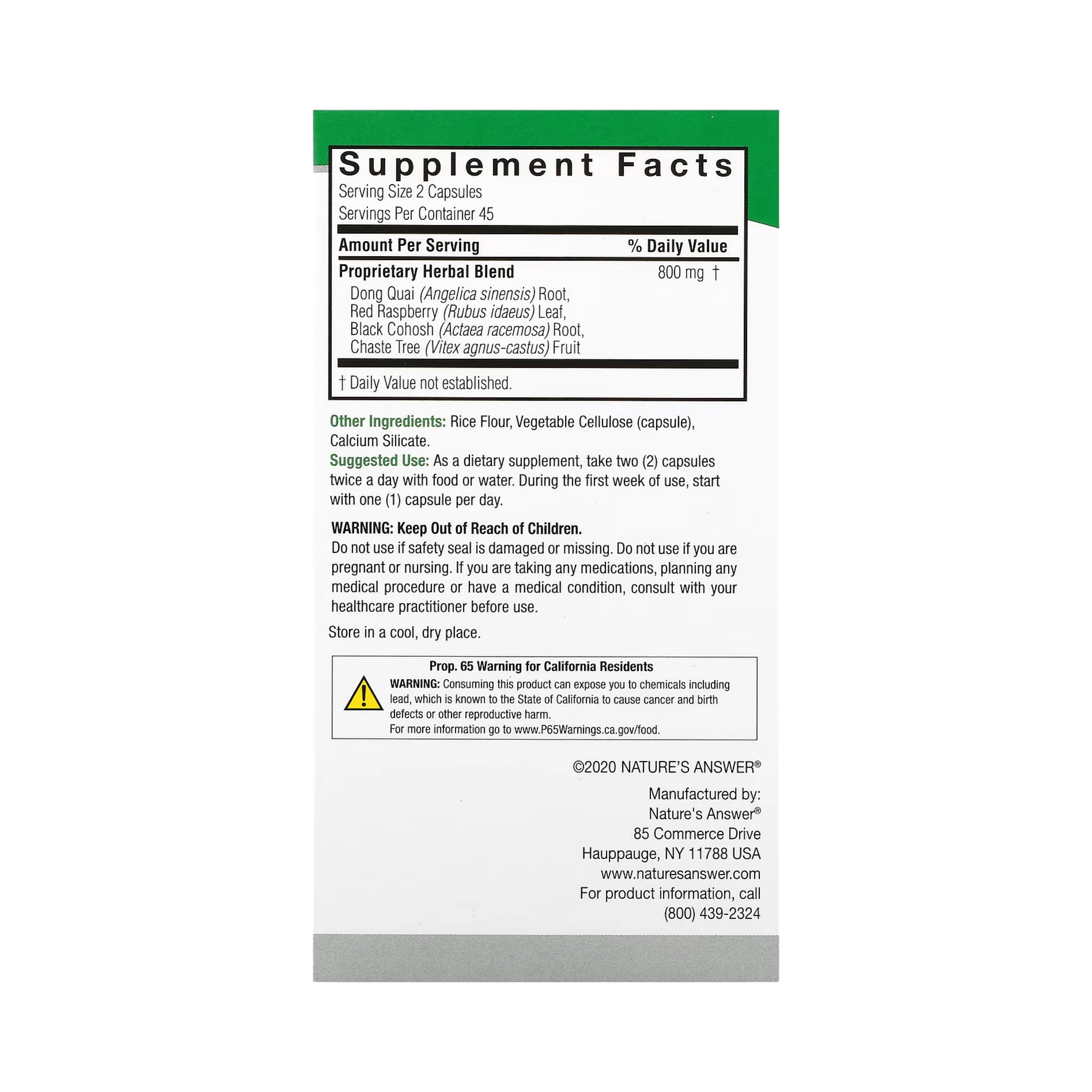 Nature’s Answer - Female Complex, 90 Capsules