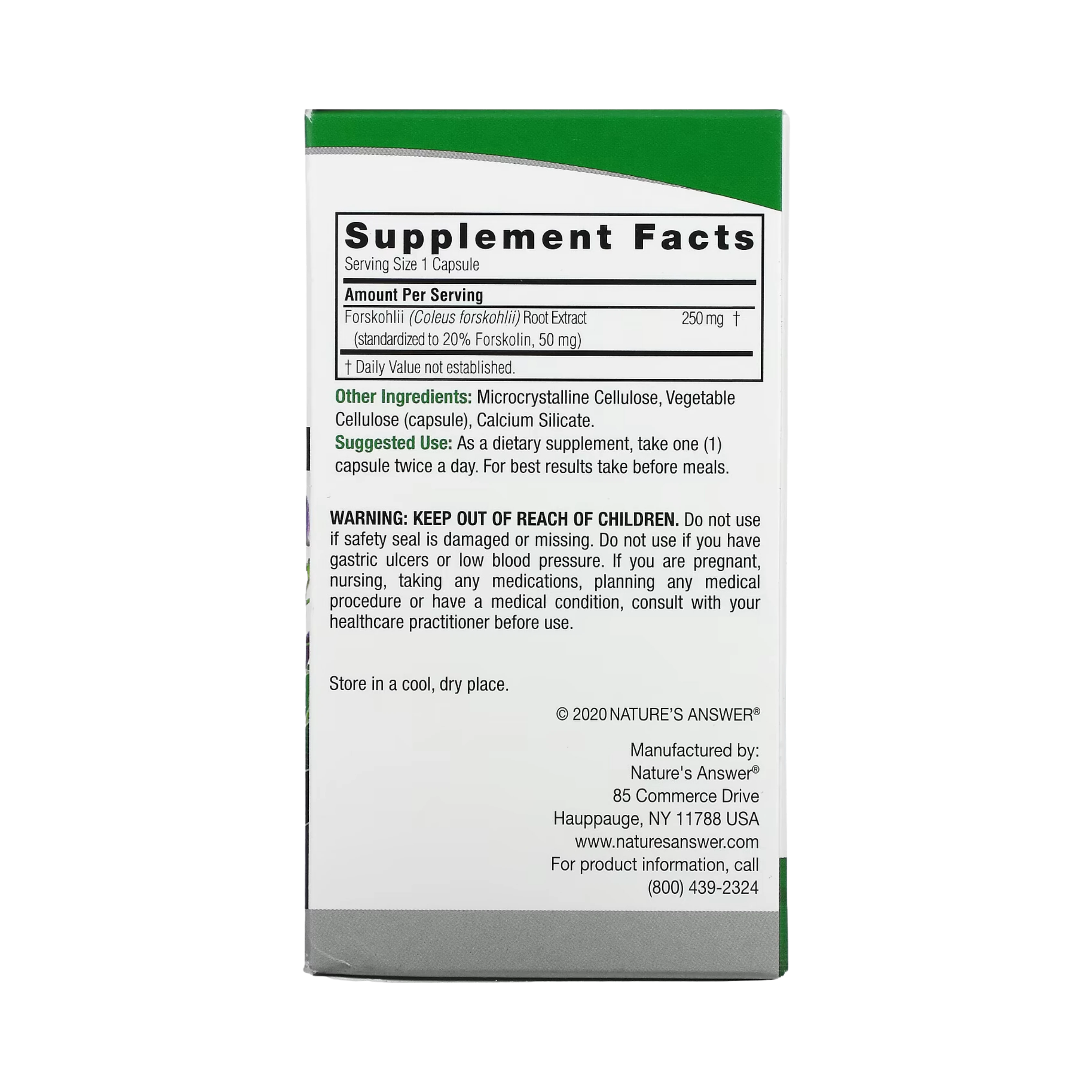 Nature's Answer - Forskohlii, 60 Vegetarian Capsules