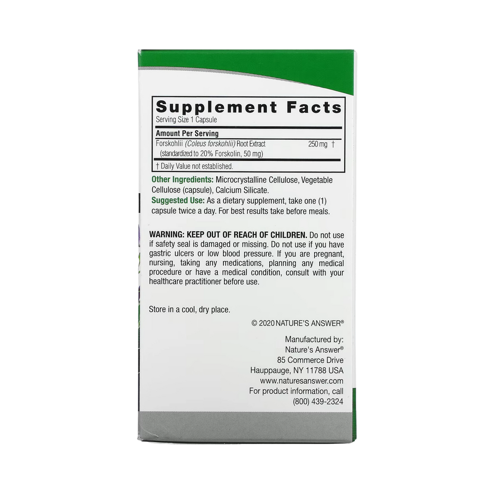 Nature's Answer - Forskohlii, 60 Vegetarian Capsules
