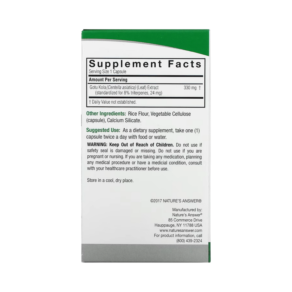 Nature’s Answer - Gotu-Kola Herb, 60 Capsules