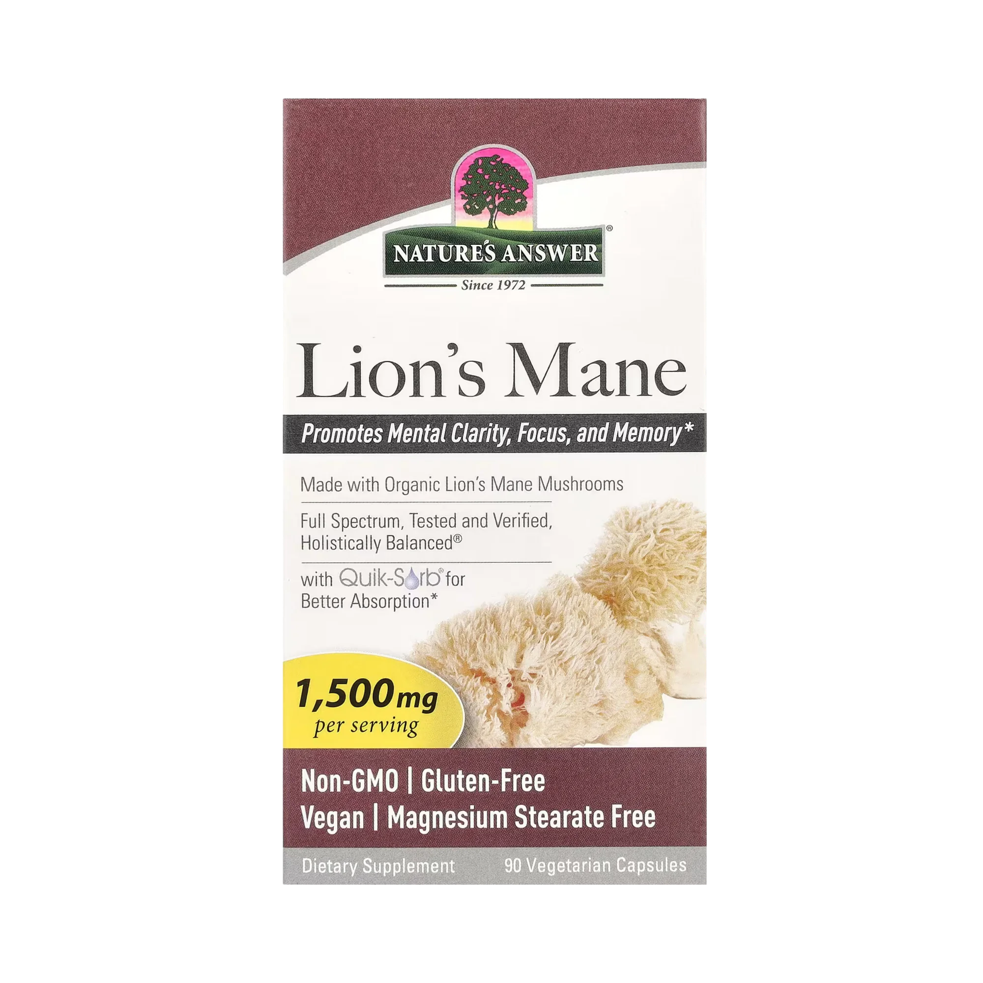 Nature's Answer - Lion's Mane, 90 Vegetarian Capsules