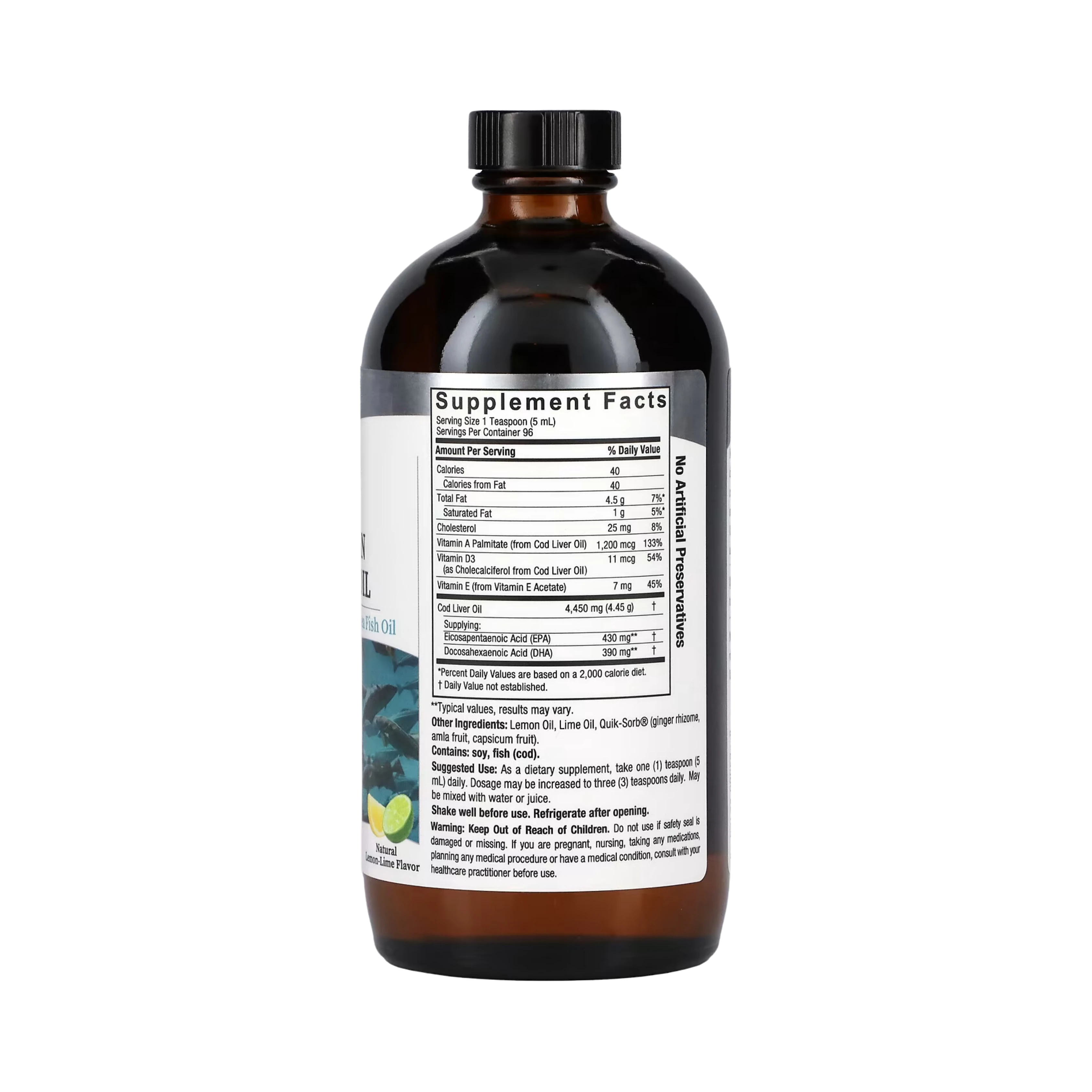 Nature’s Answer - Liquid Norwegian Cod Liver Oil Lemon Lime, 16 Oz