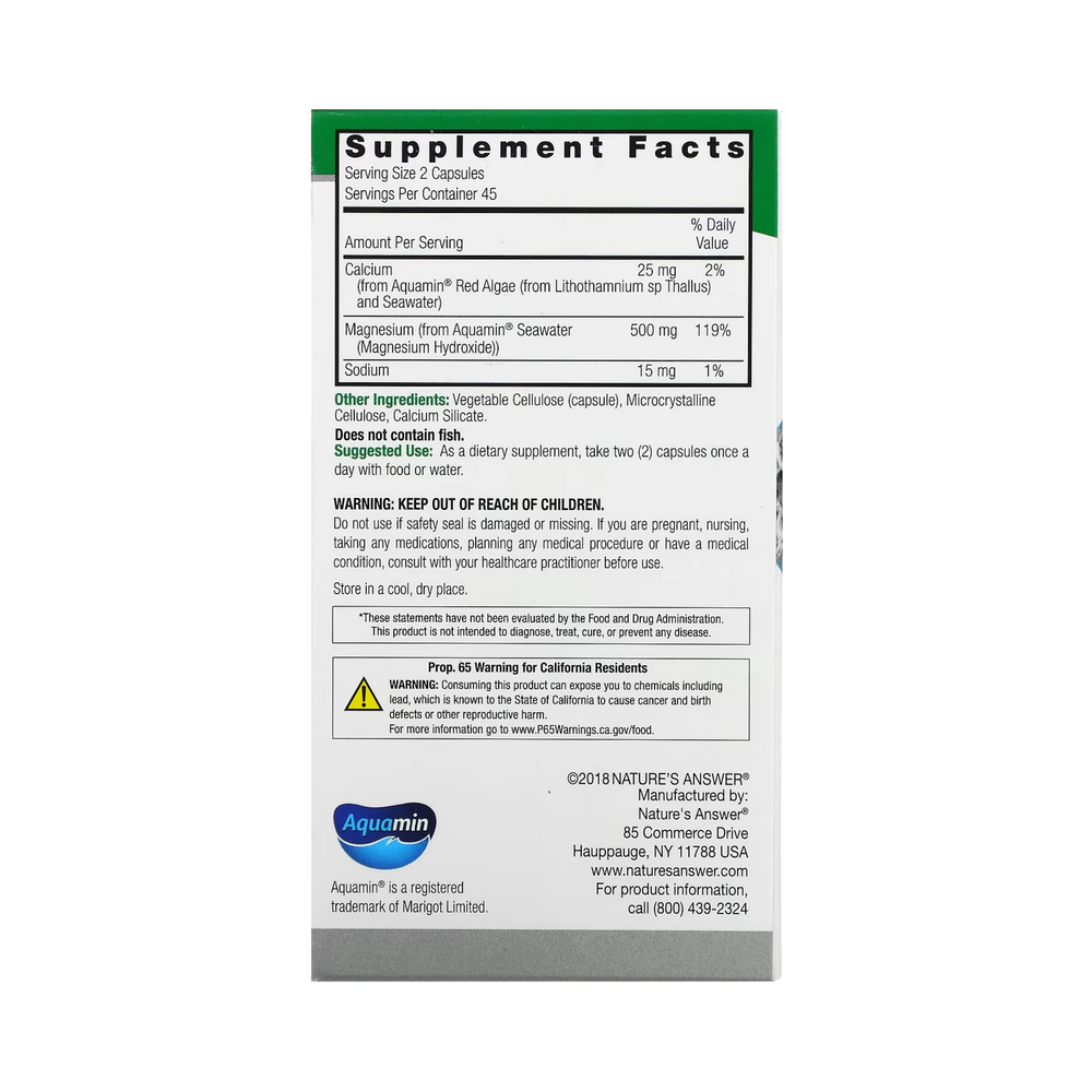 Nature's Answer - Marine Based Magnesium, 250 mg, 90 Vegetarian Capsules