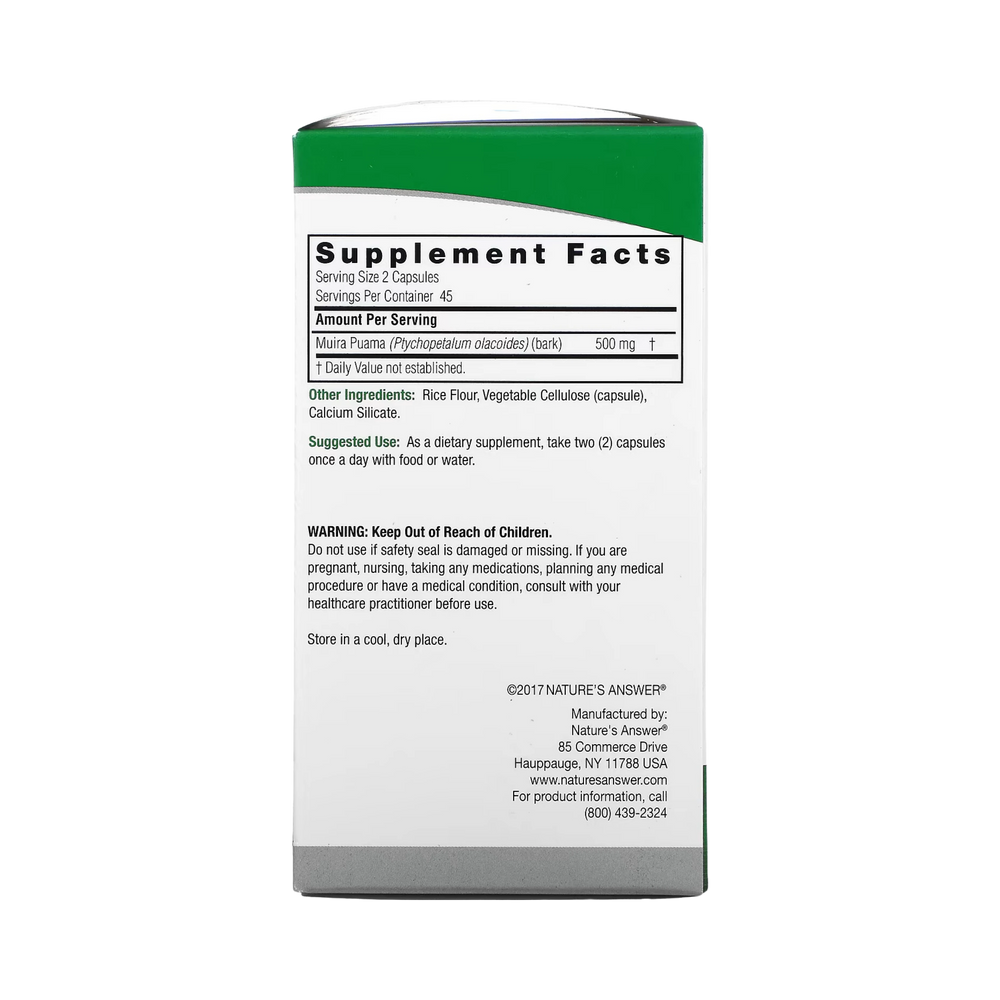 Nature’s Answer - Muira-Puama Bark, 90 Capsules