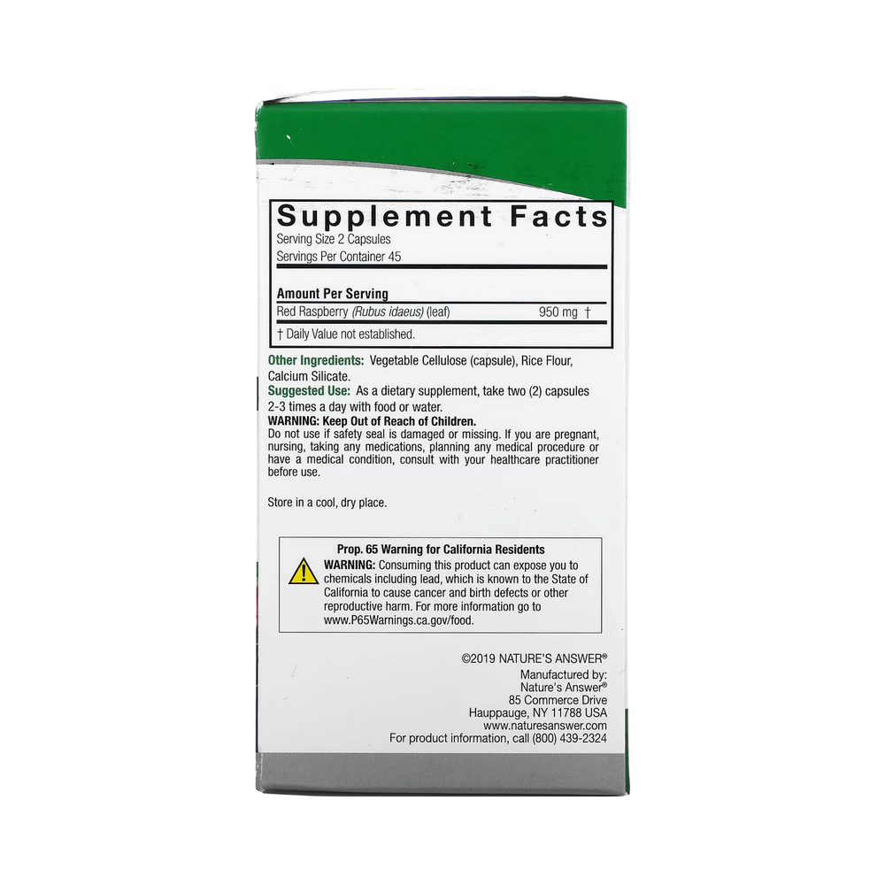 Nature’s Answer - Red Raspberry Leaf, 90 Capsules