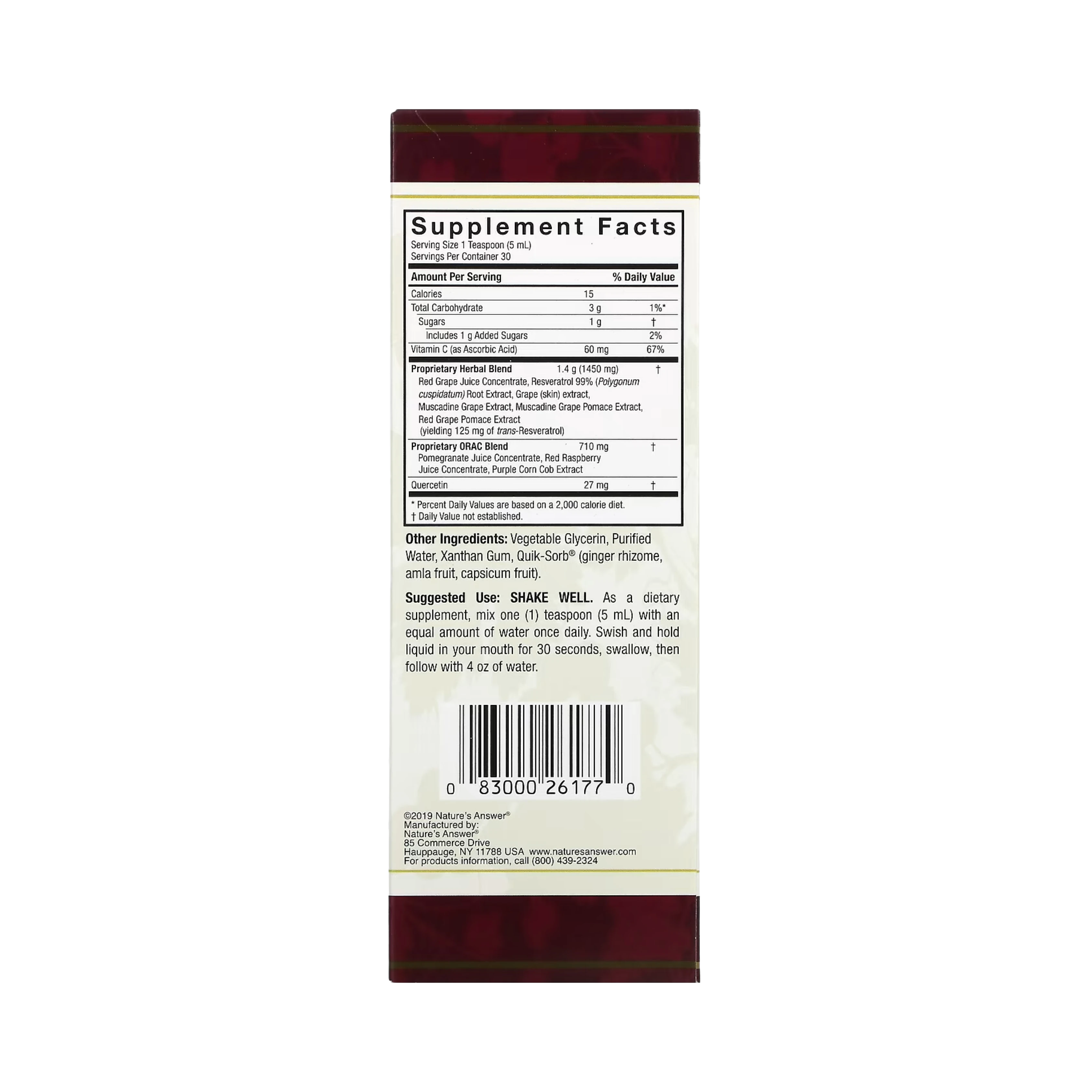 Nature's Answer, Resveratrol Reserve, 5 Fl Oz