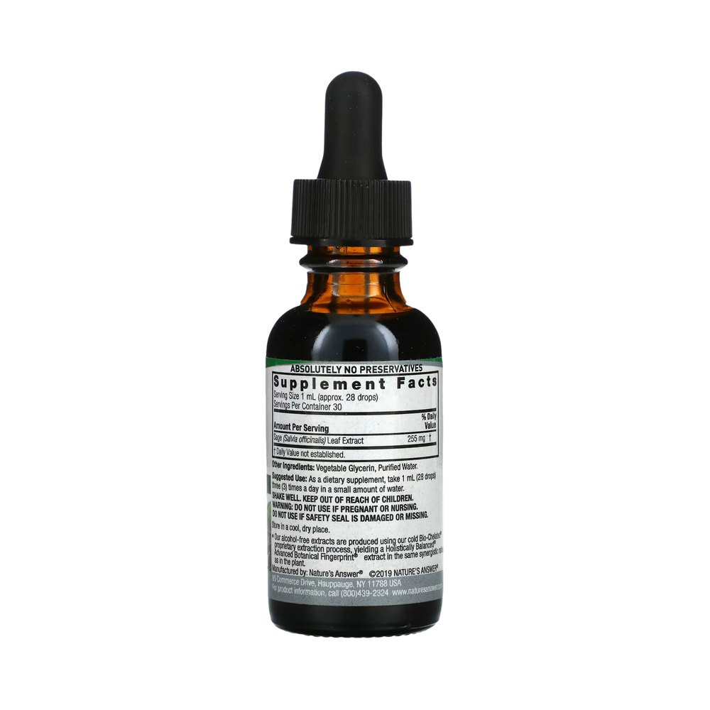 Nature’s Answer - Sage Leaf Extract, Alcohol Free 1 Oz
