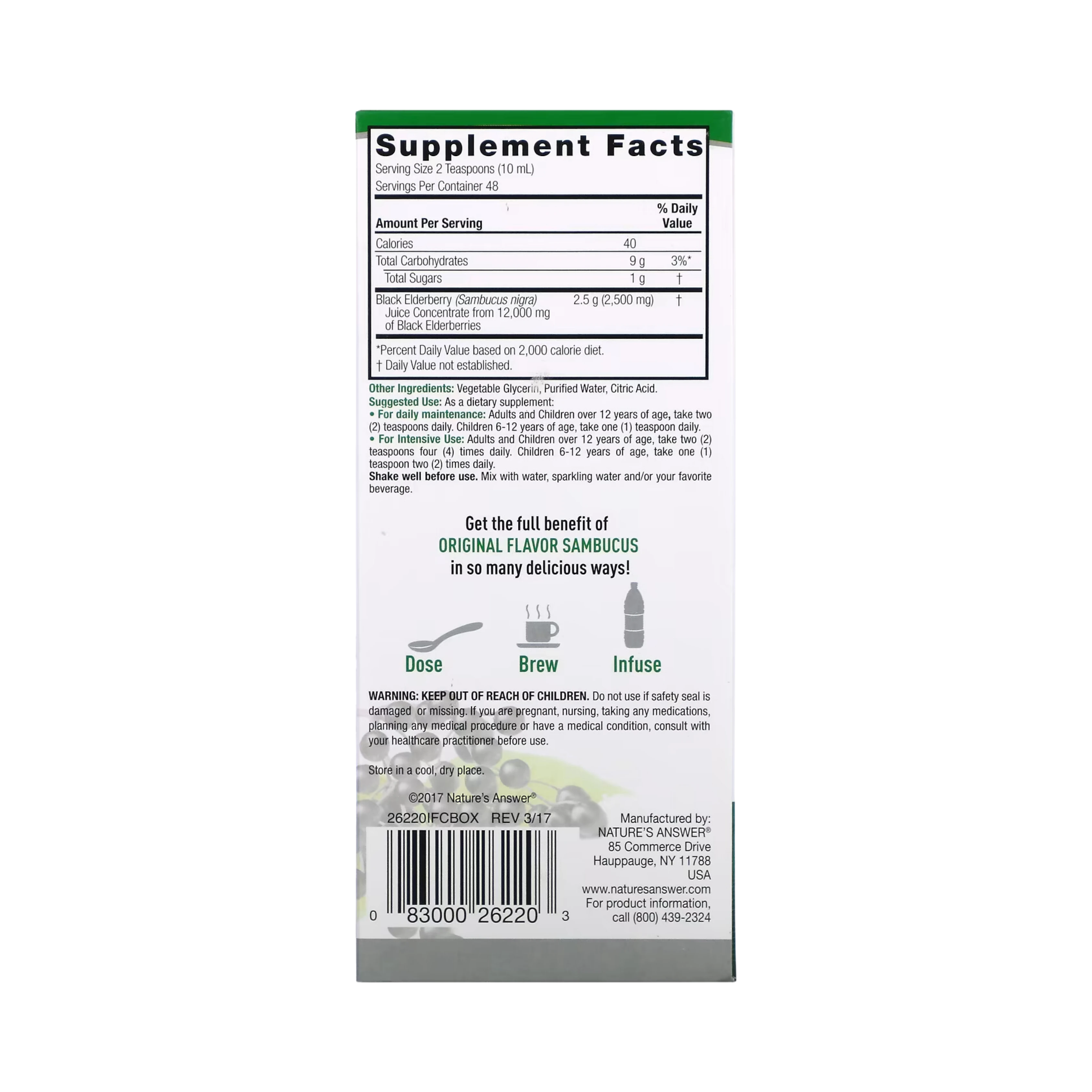 Nature's Answer - Sambucus, Black Elderberry, 16 OZ