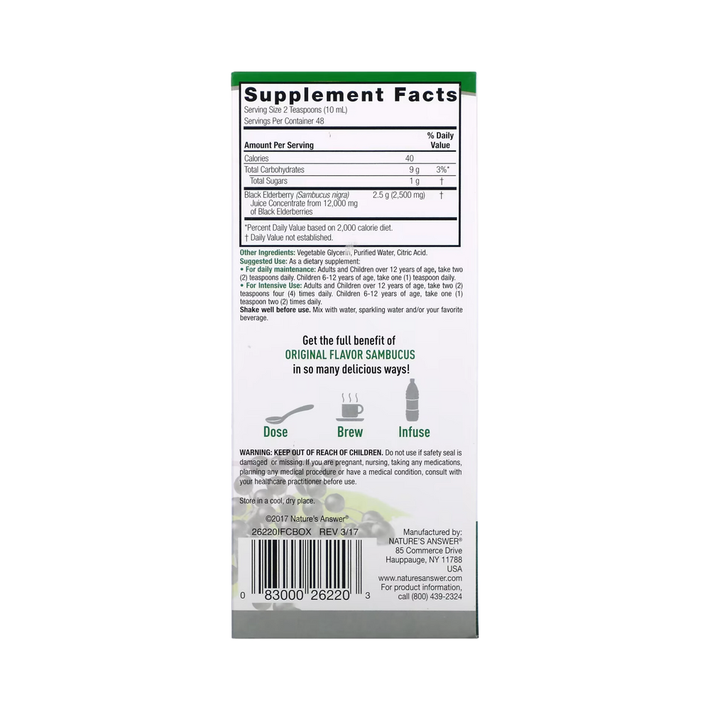 Nature's Answer - Sambucus, Black Elderberry, 16 OZ