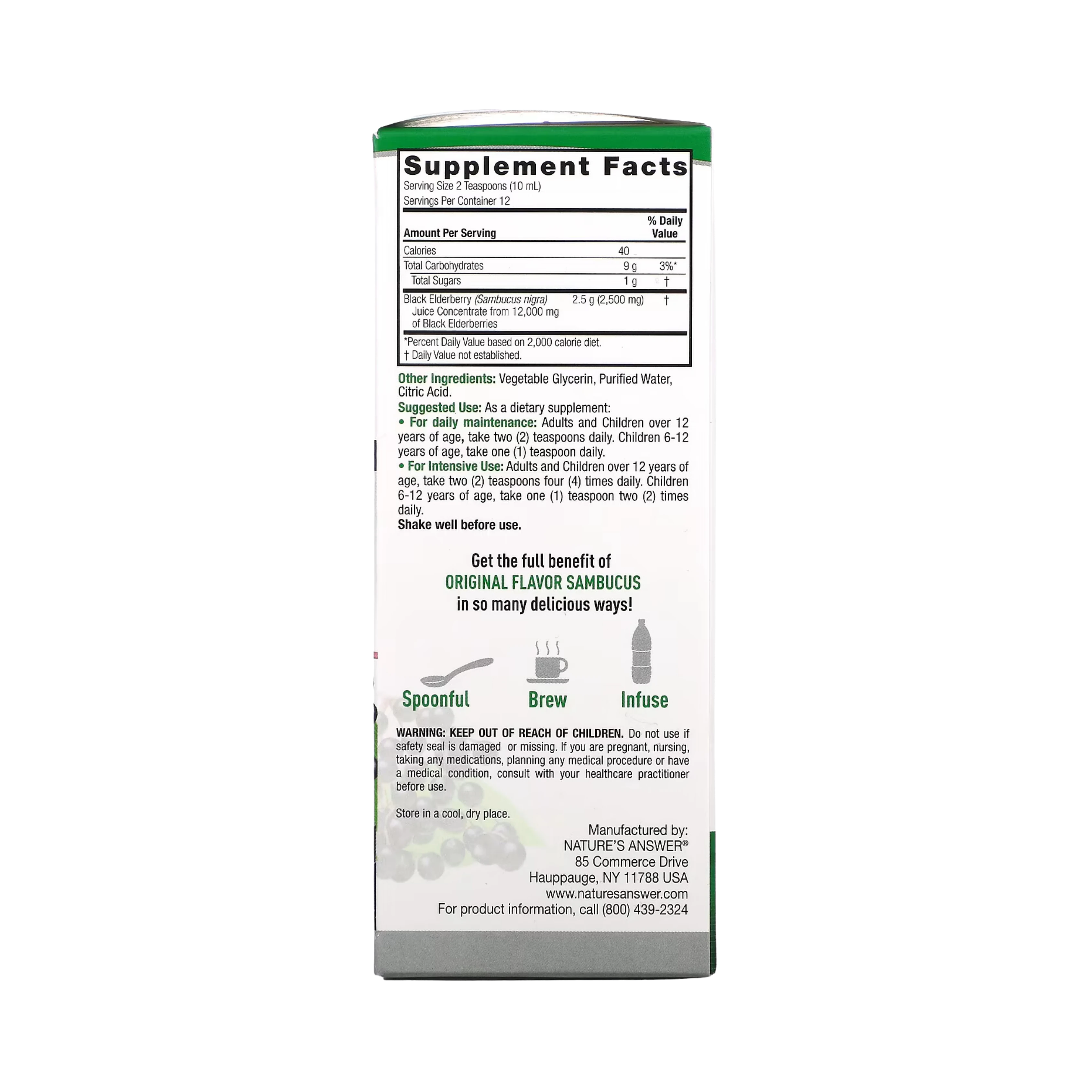 Nature's Answer - Sambucus, Black ElderBerry, 4 fl oz