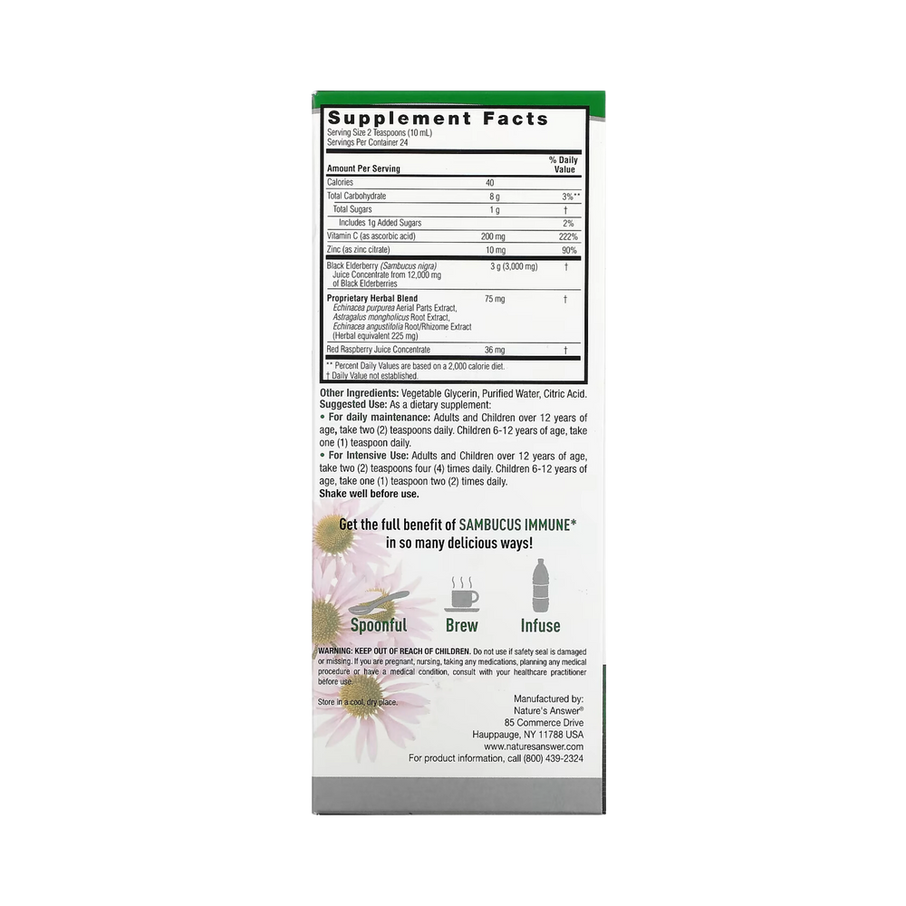 Nature's Answer - Sambucus Immune, Black Elderberry, 8 Oz