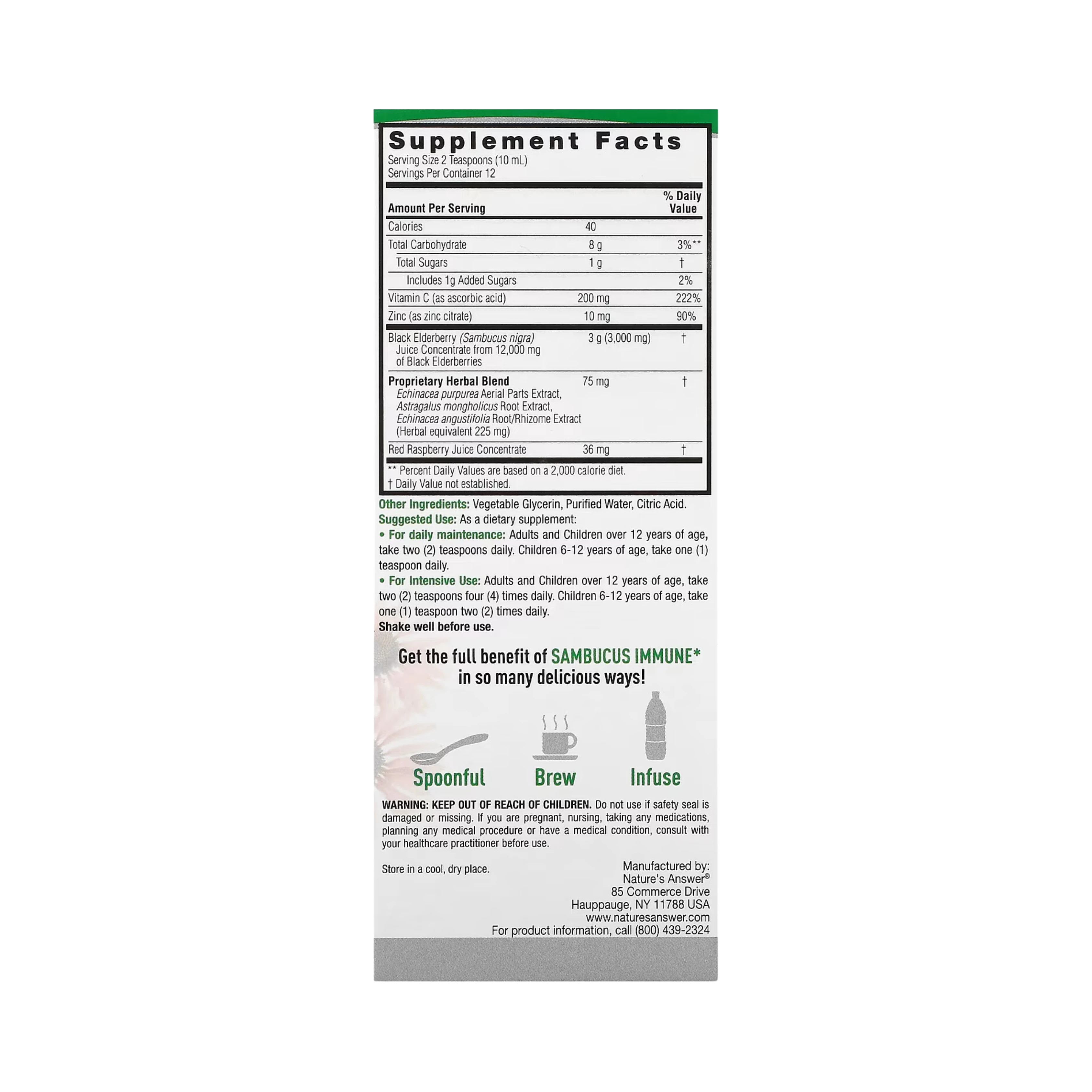 Nature’s Answer - Sambucus Immune Support, 4 Oz