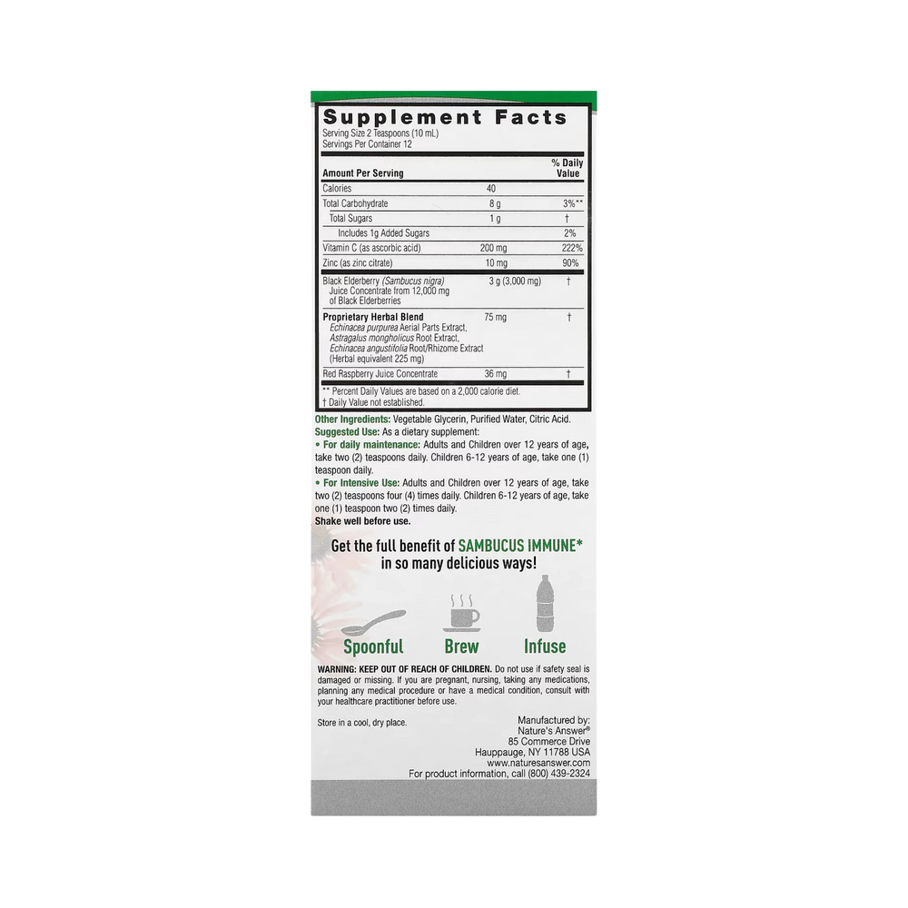 Nature’s Answer - Sambucus Immune Support, 4 Oz