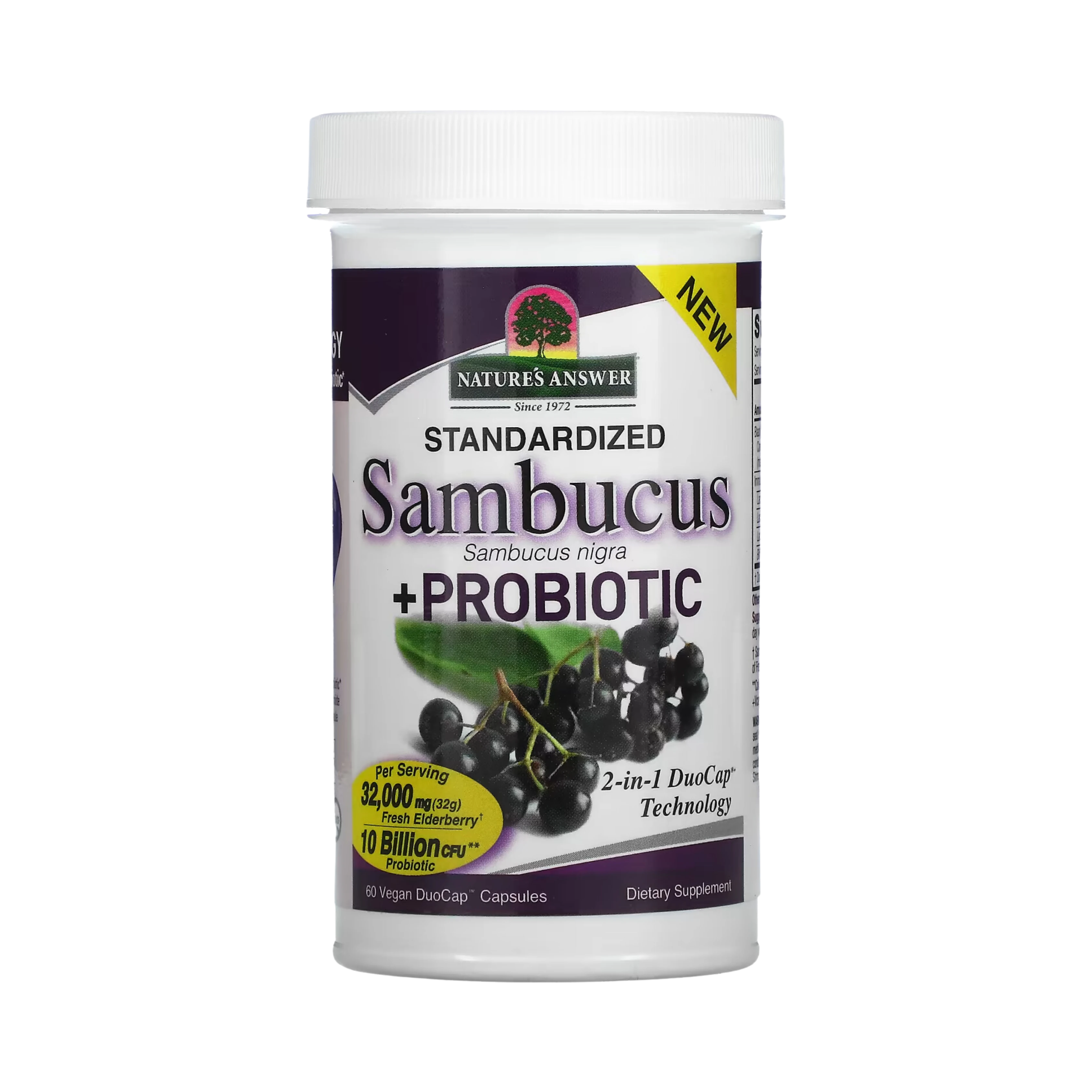 Nature's Answer - Sambucus + Probiotic, 60 Vegan DuoCap Capsules