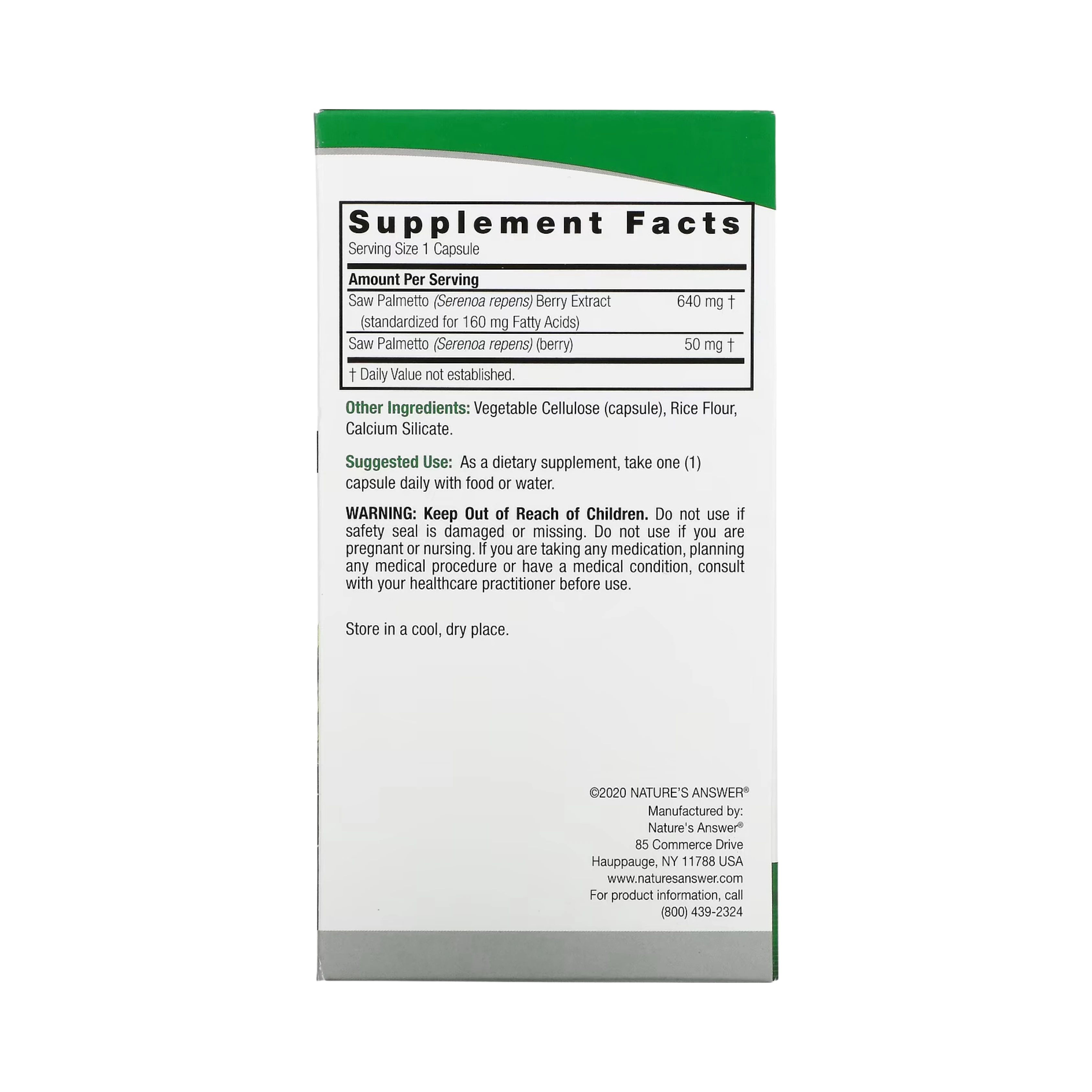 Nature’s Answer, Saw Palmetto Berry Extract, 120 Capsules