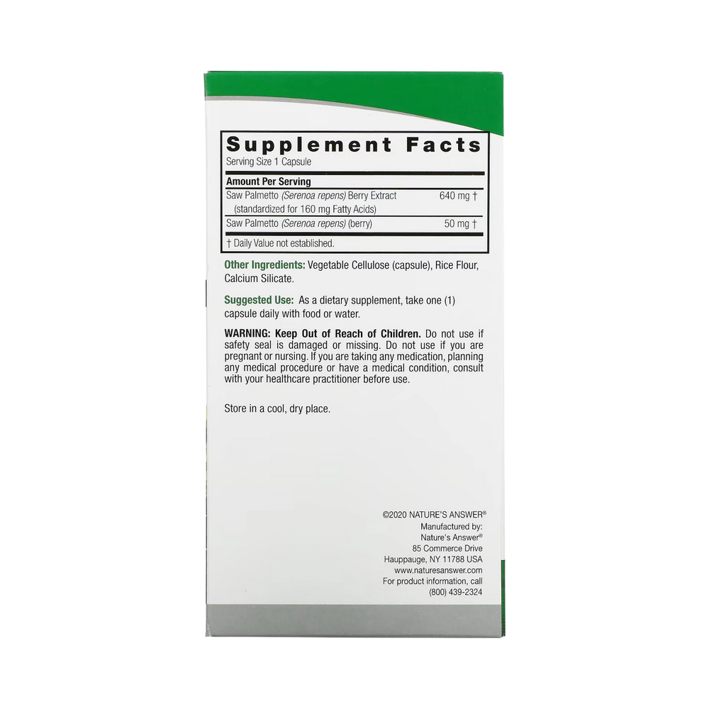 Nature’s Answer, Saw Palmetto Berry Extract, 120 Capsules