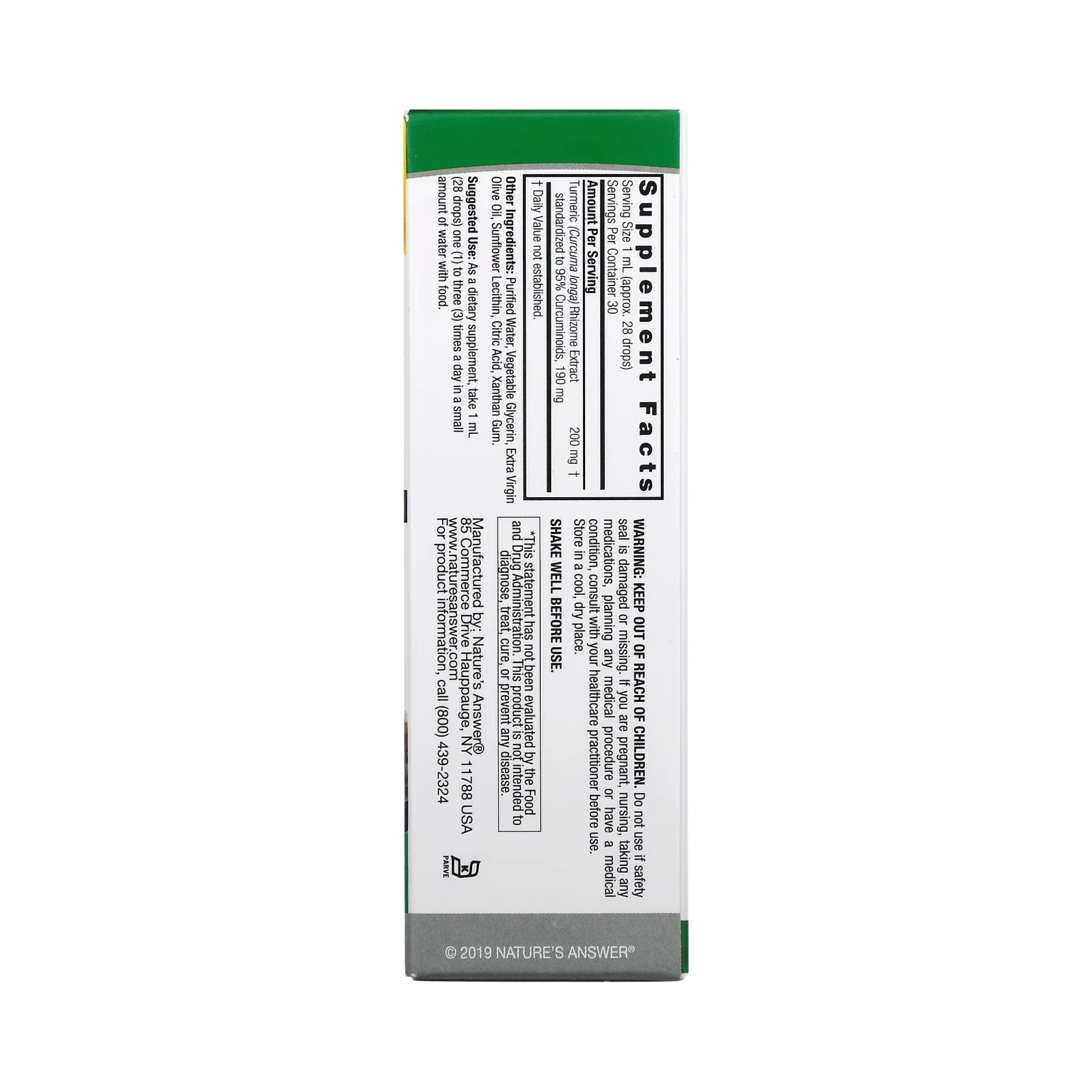 Nature's Answer - Turmeric-3, Alcohol-Free, 1 OZ