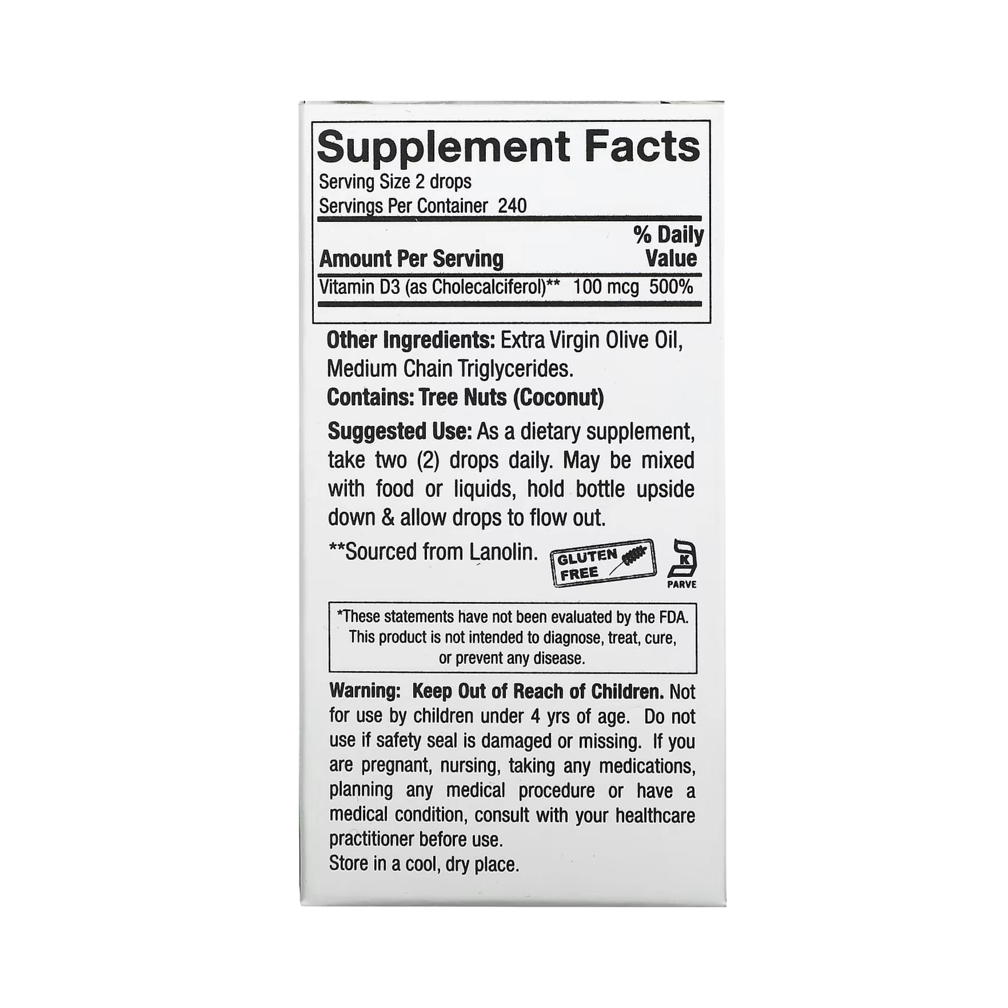 Nature’s Answer - Vitamin D-3 Drops 4000 IU, 0.5 Oz