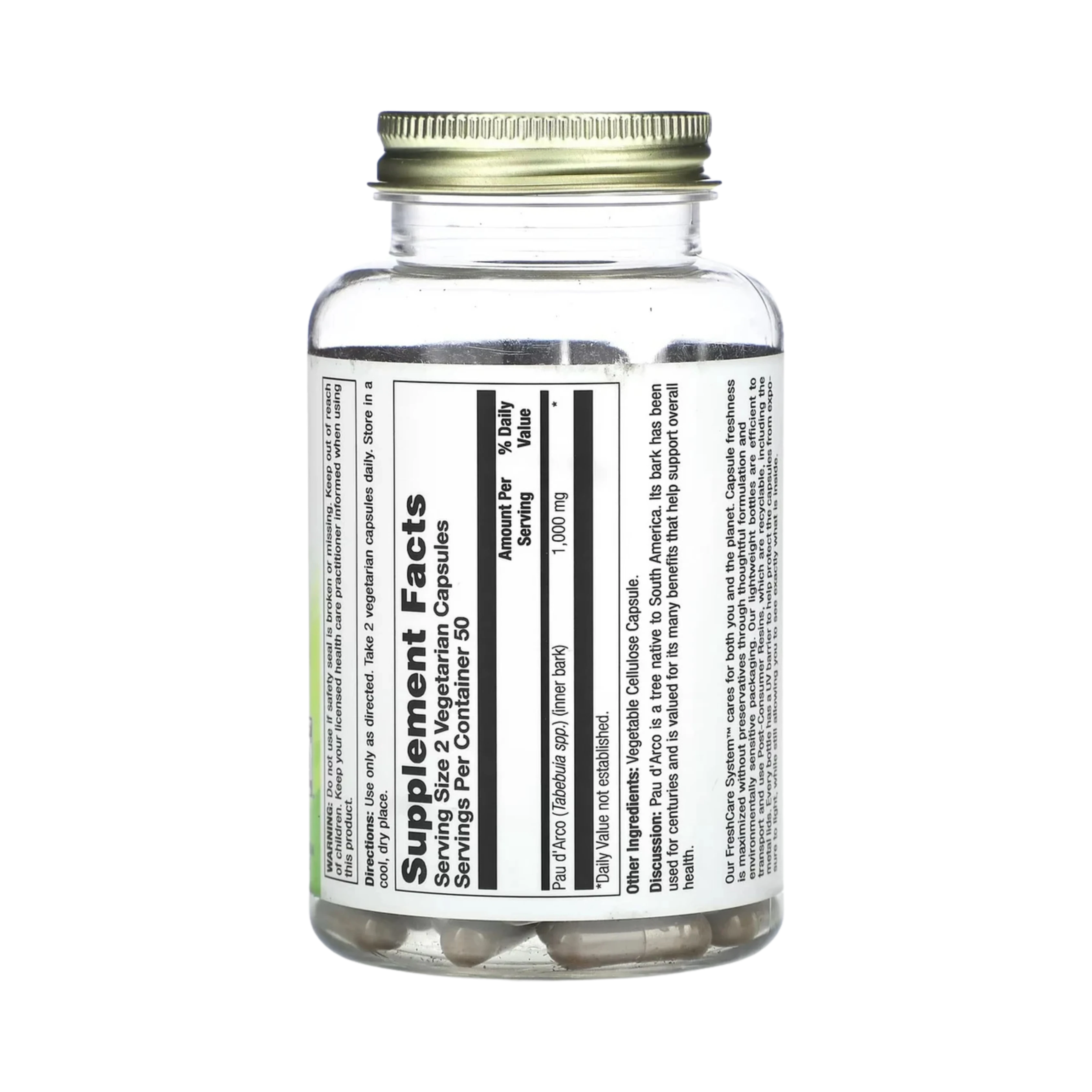 Nature's Life, Pau d' Arco Innerbark, 1000 Mg, 100 Vegetarian Capsules