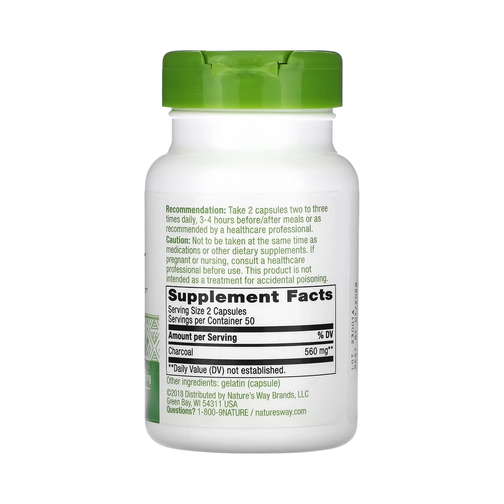 Nature's Way, Activated Charcoal, 100 Capsules