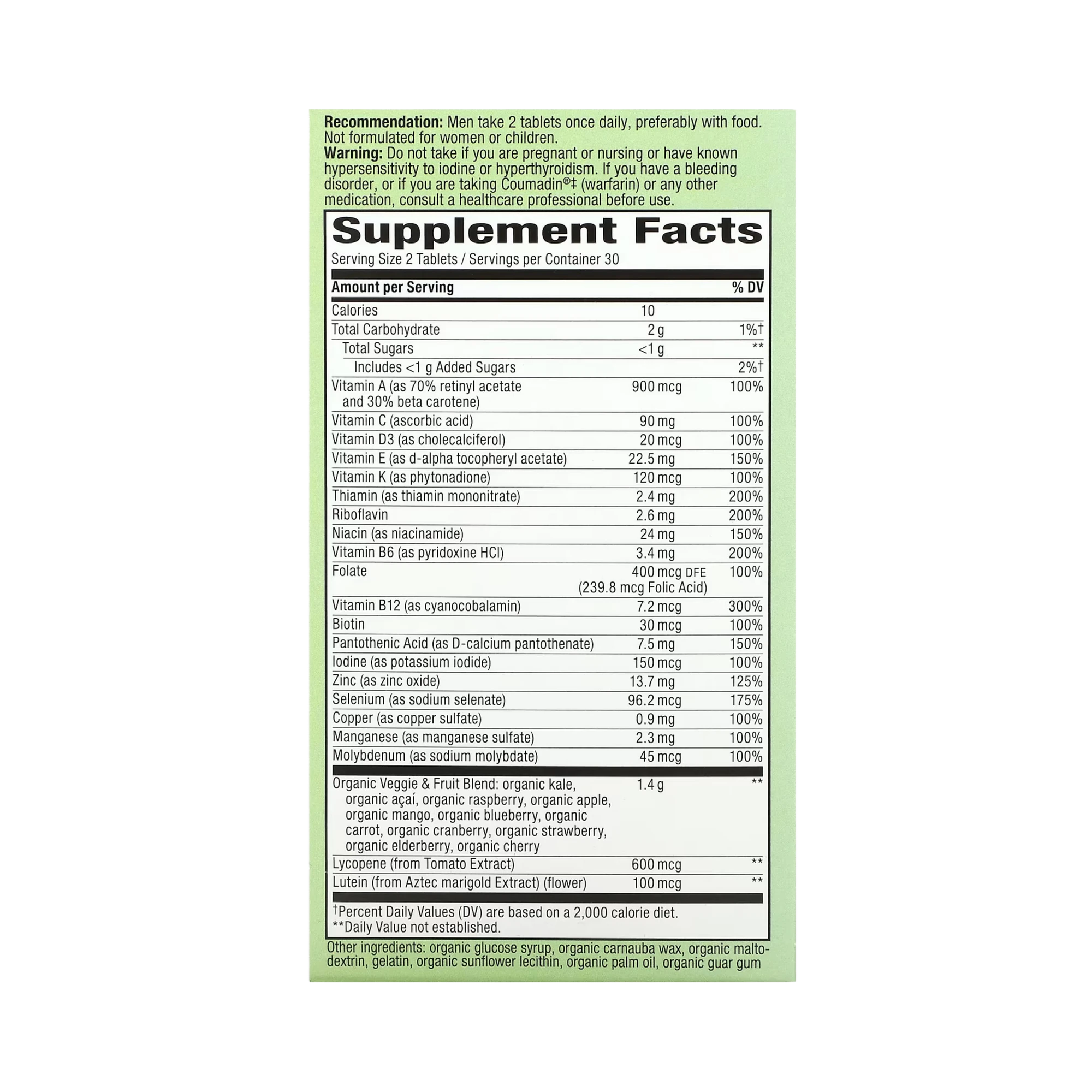 Nature's Way, Alive! Garden Goodness Men's Multivitamin, 60 Tablets