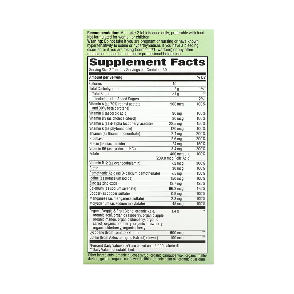 Nature's Way, Alive! Garden Goodness Men's Multivitamin, 60 Tablets