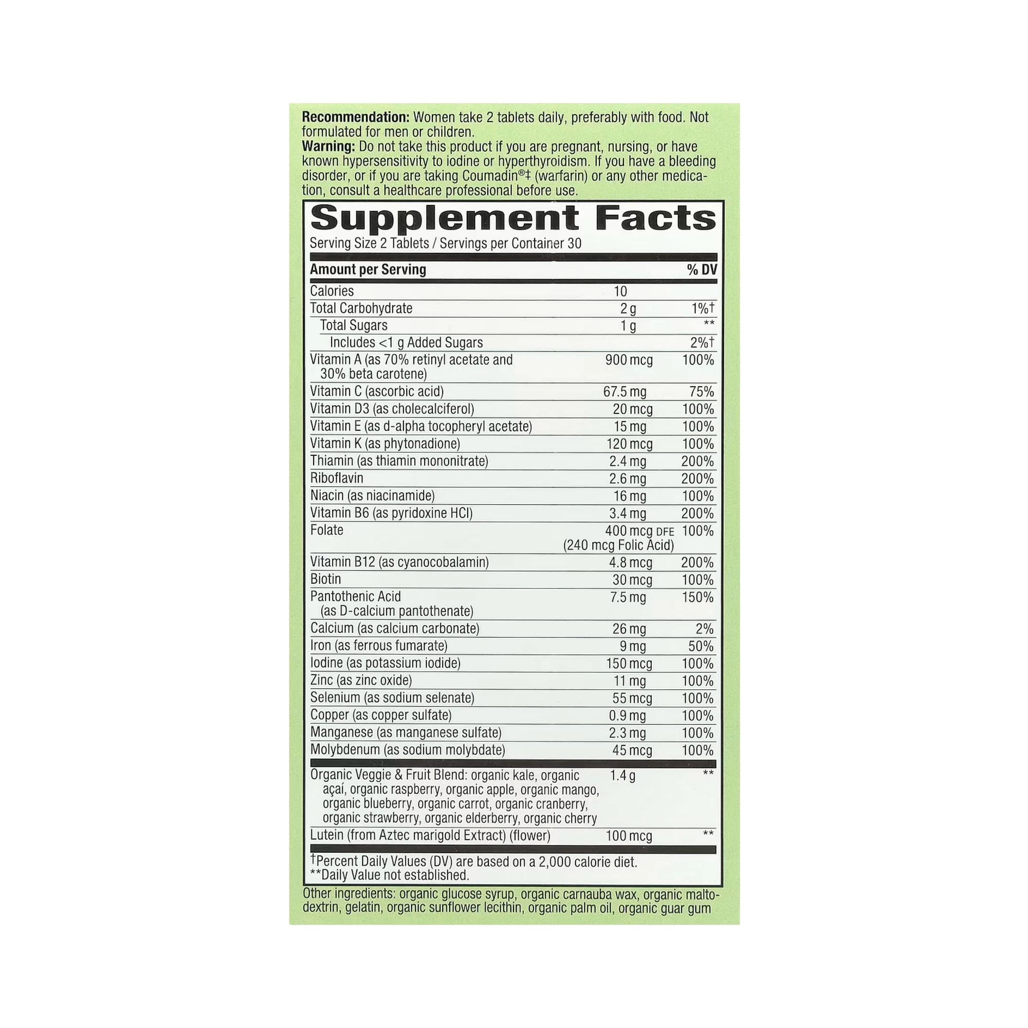 Nature's Way, Alive! Garden Goodness Women's Multivitamin, 60 Tablets