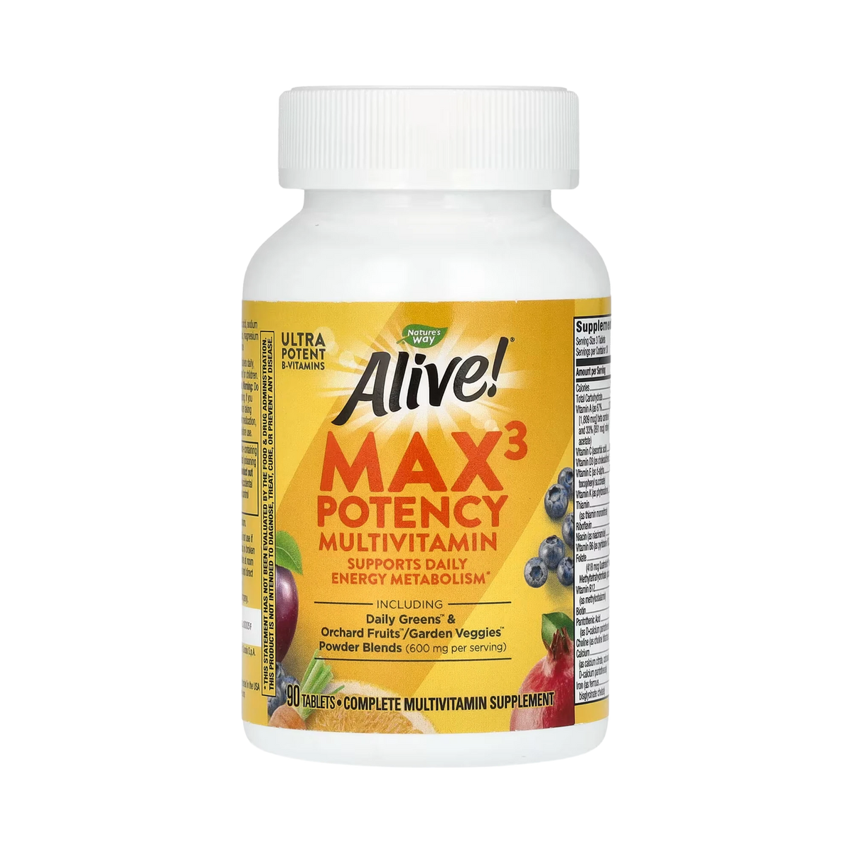 Nature's Way, Alive! Max3 Potency Multivitamin,No Iron, 90 Capsules