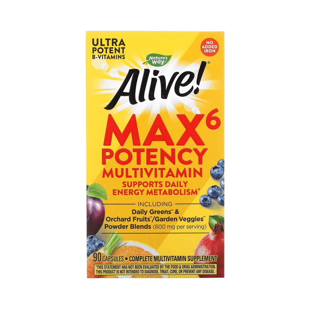 Nature's Way, Alive! Max6 Potency Multivitamin, No Added Iron, 90 Capsules