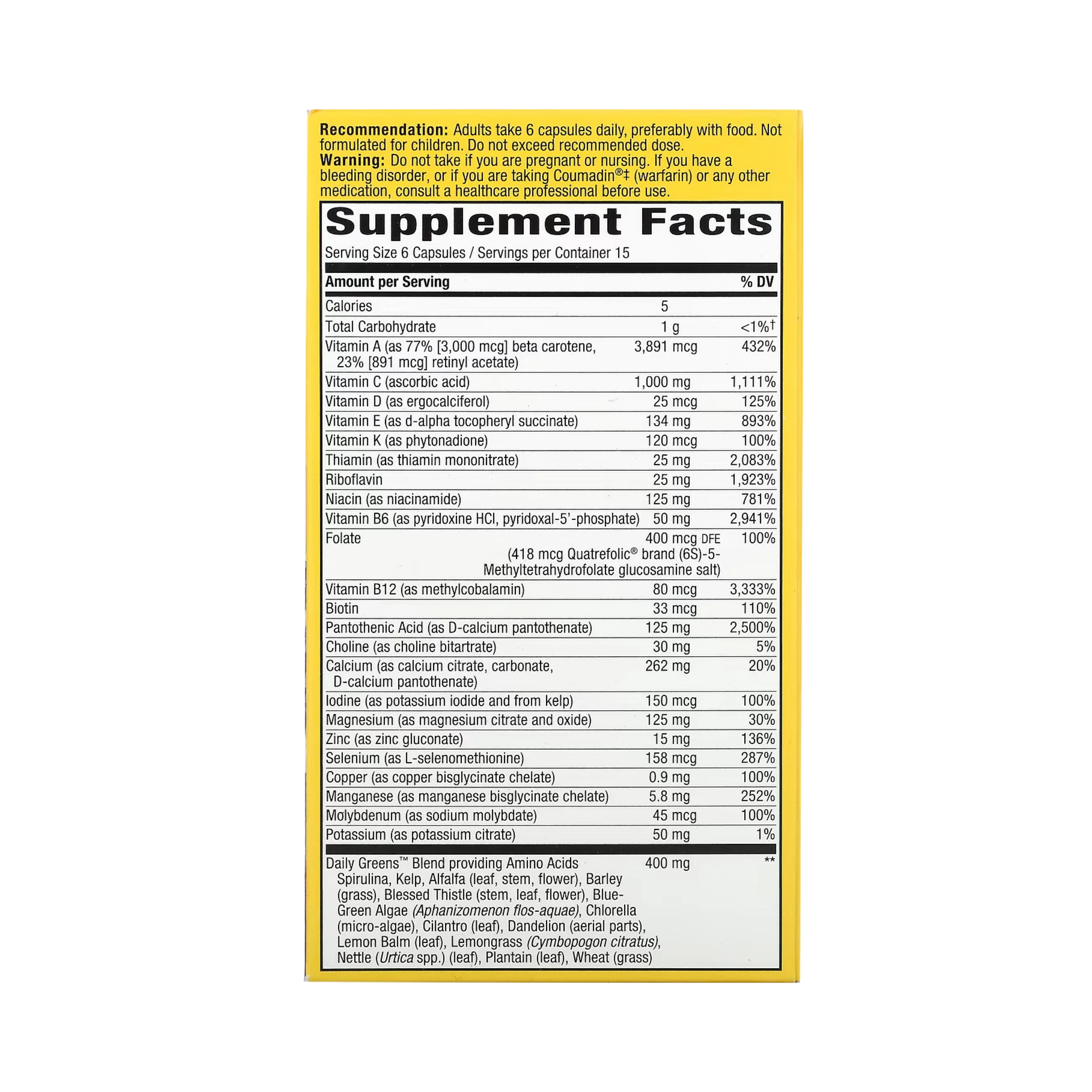 Nature's Way, Alive! Max6 Potency Multivitamin, No Added Iron, 90 Capsules